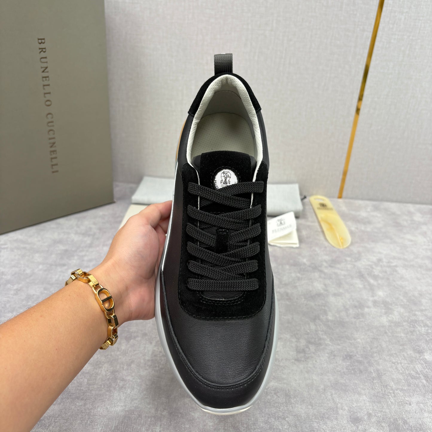 Grey, Dark Brown and Black Shoes