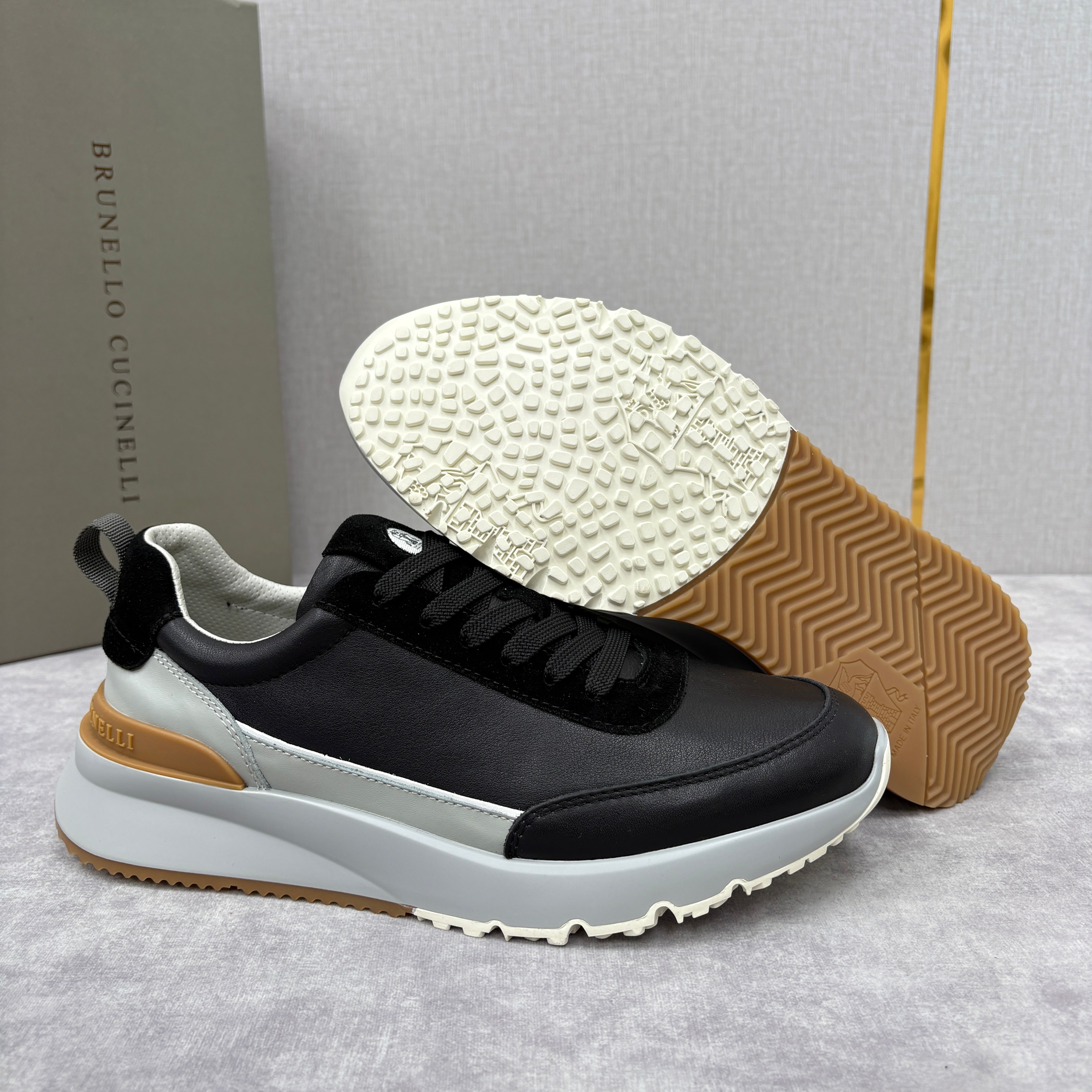 Grey, Dark Brown and Black Shoes