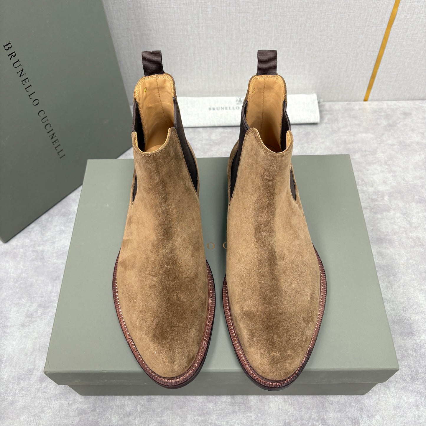 Tan, Dark Brown, Grey and Black Shoes