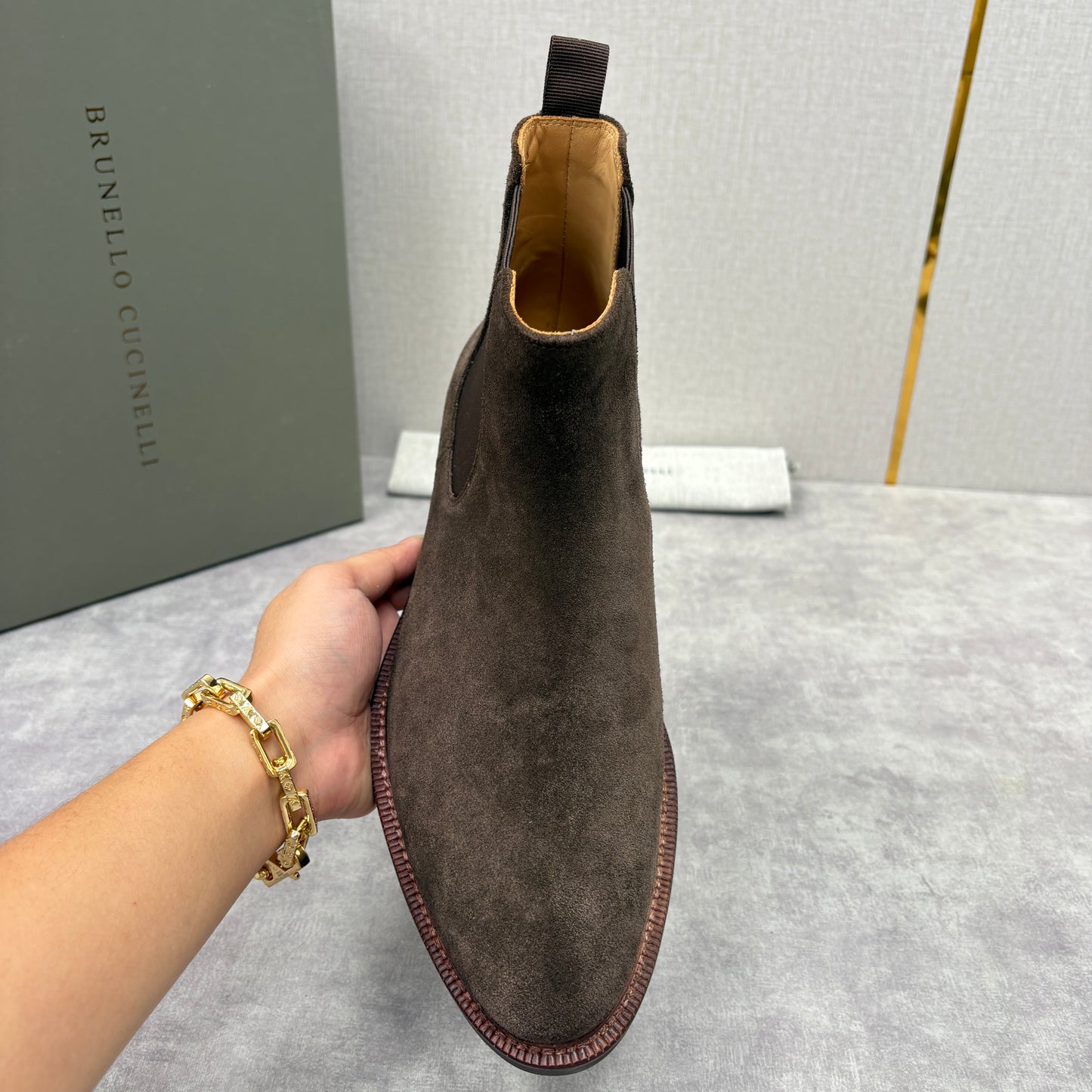 Tan, Dark Brown, Grey and Black Shoes