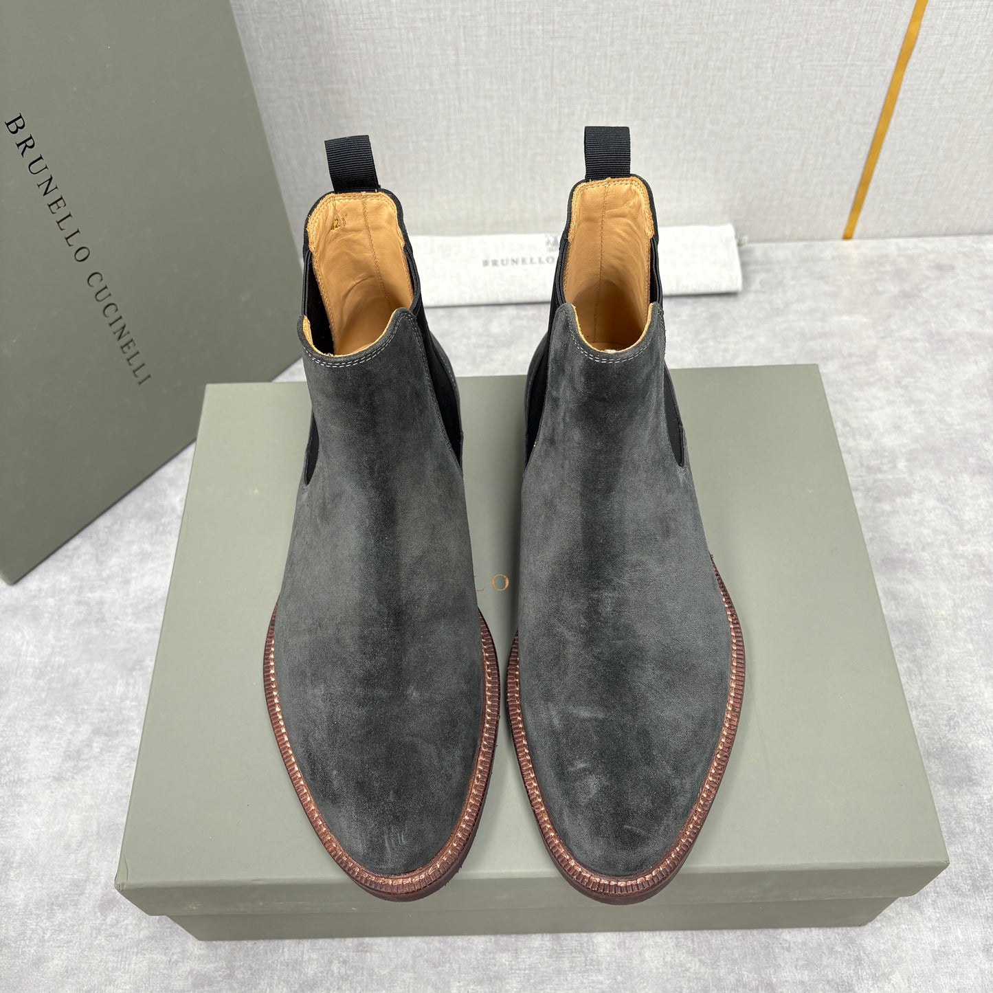 Tan, Dark Brown, Grey and Black Shoes