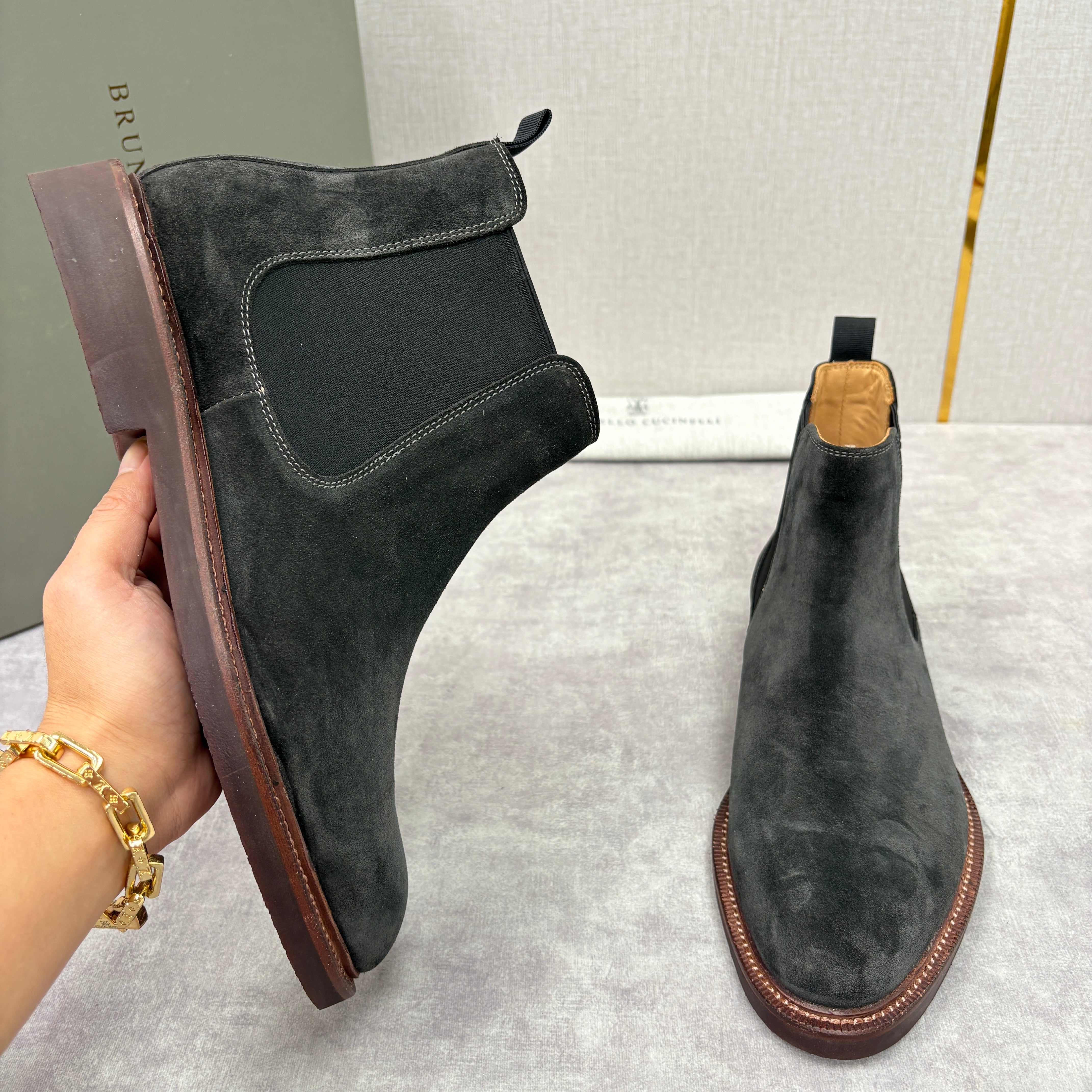 Tan, Dark Brown, Grey and Black Shoes - FashionHype.xyz