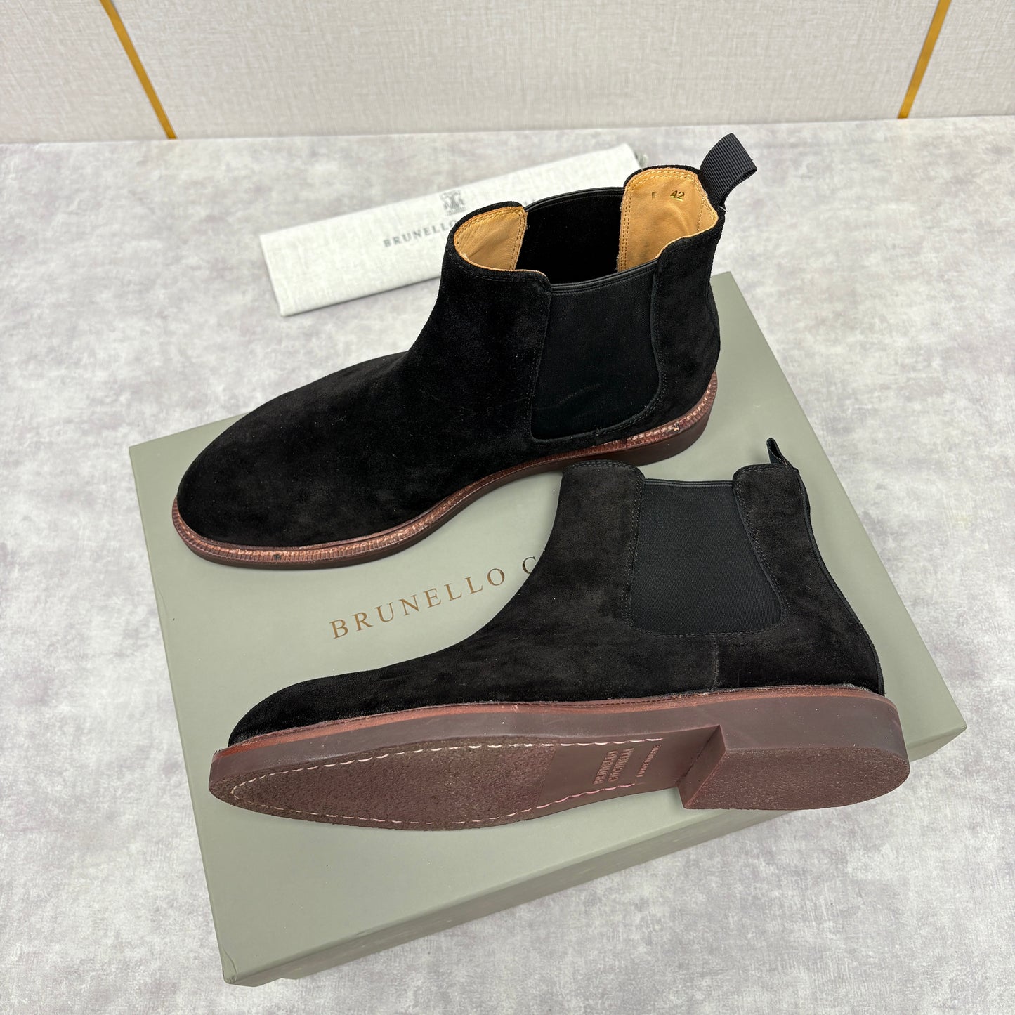 Tan, Dark Brown, Grey and Black Shoes