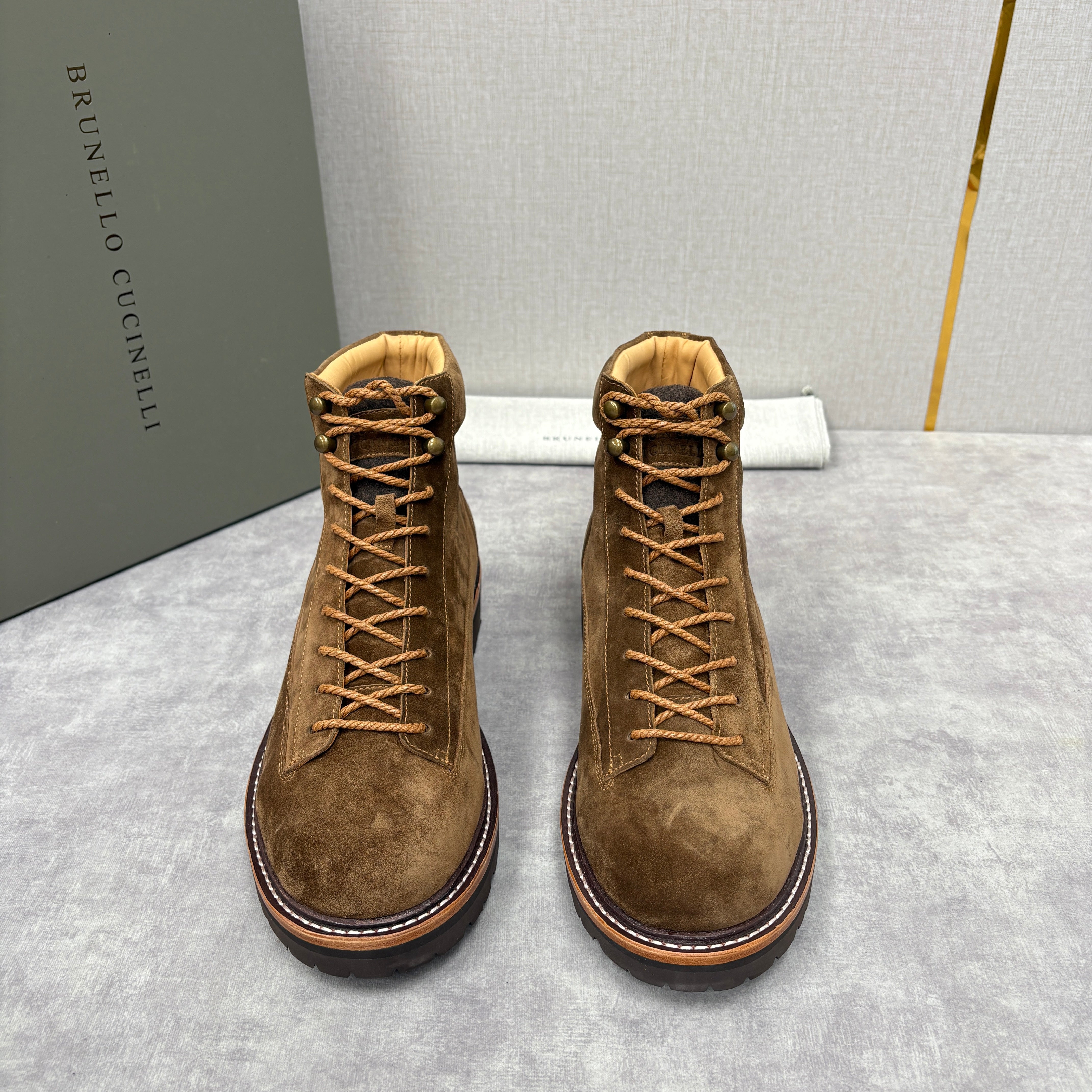 Tan, Dark brown and Navy blue Shoes