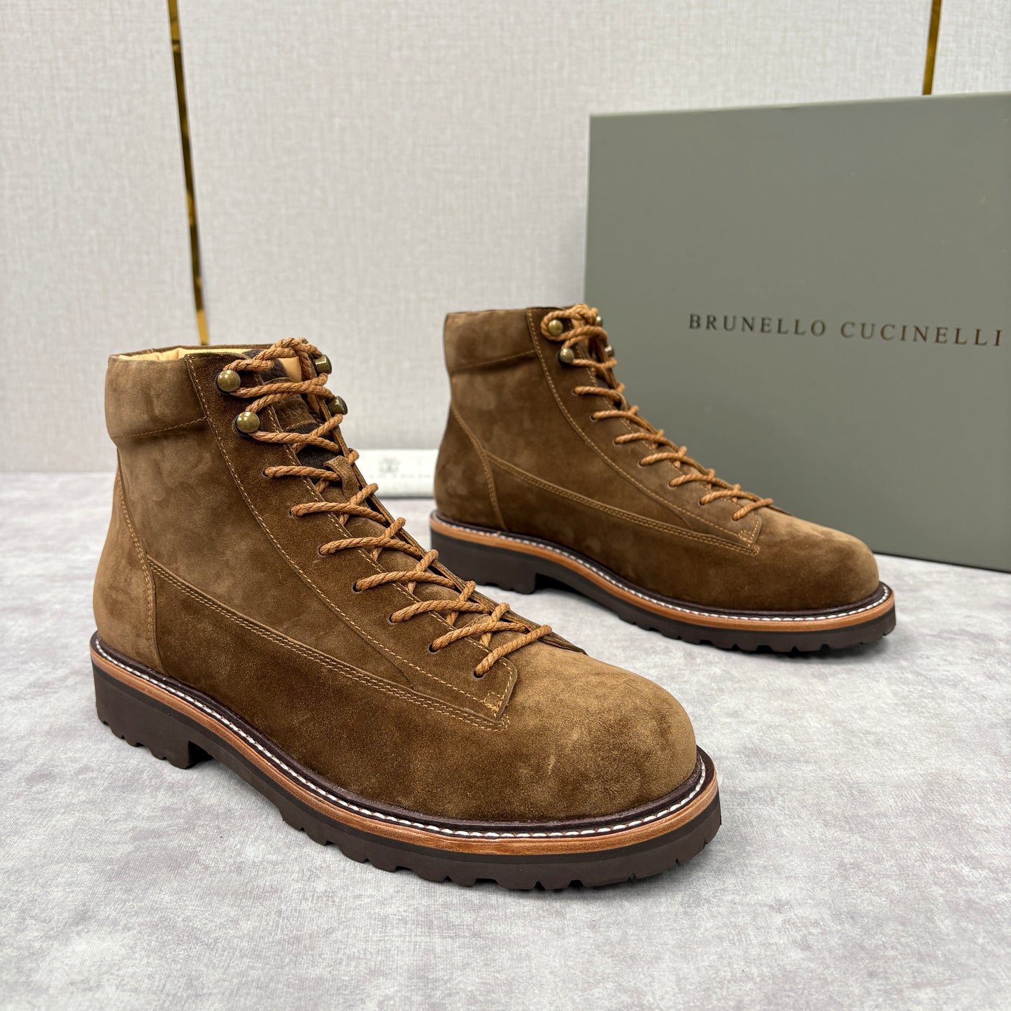 Tan, Dark brown and Navy blue Shoes