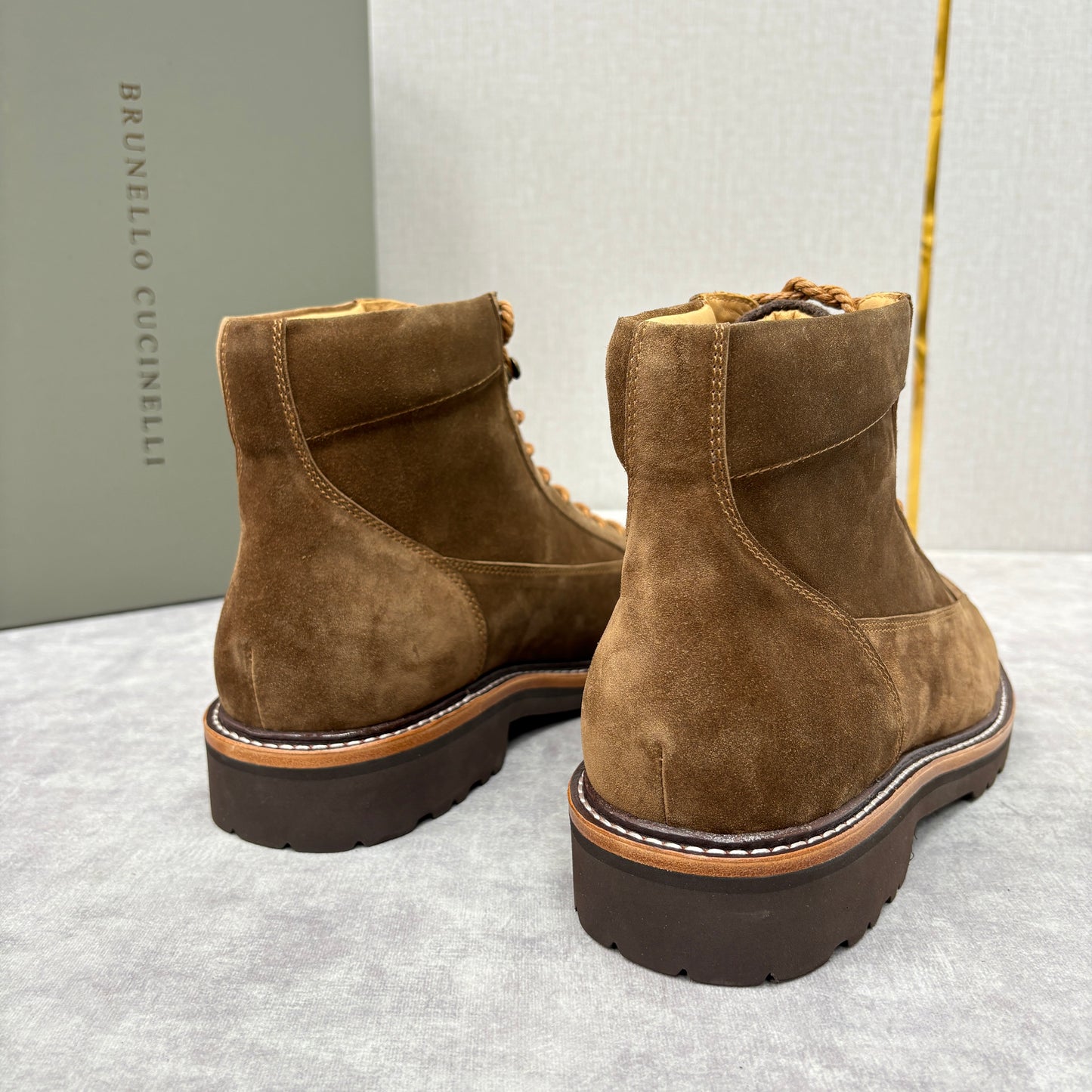 Tan, Dark brown and Navy blue Shoes