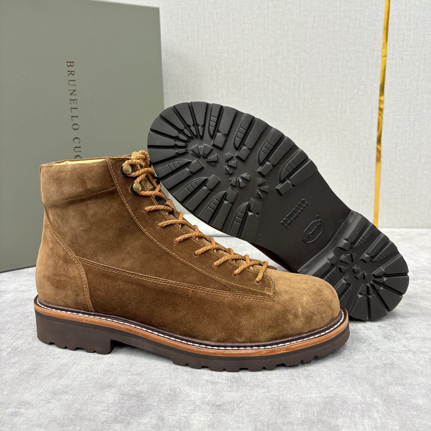 Tan, Dark brown and Navy blue Shoes