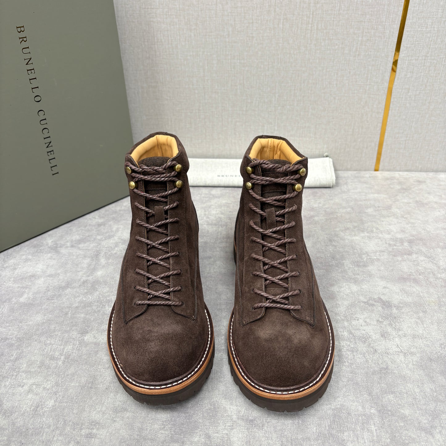 Tan, Dark brown and Navy blue Shoes