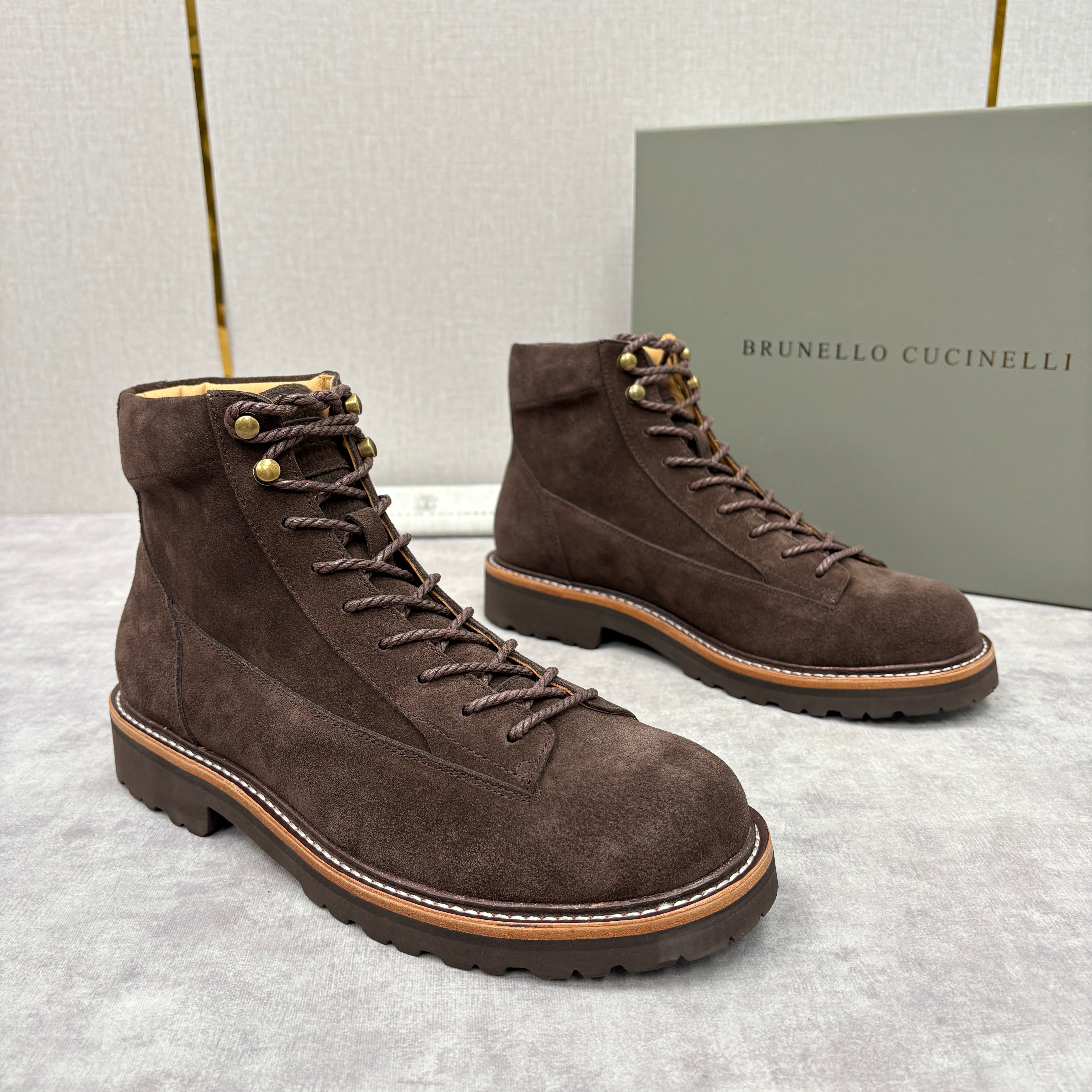 Tan, Dark brown and Navy blue Shoes