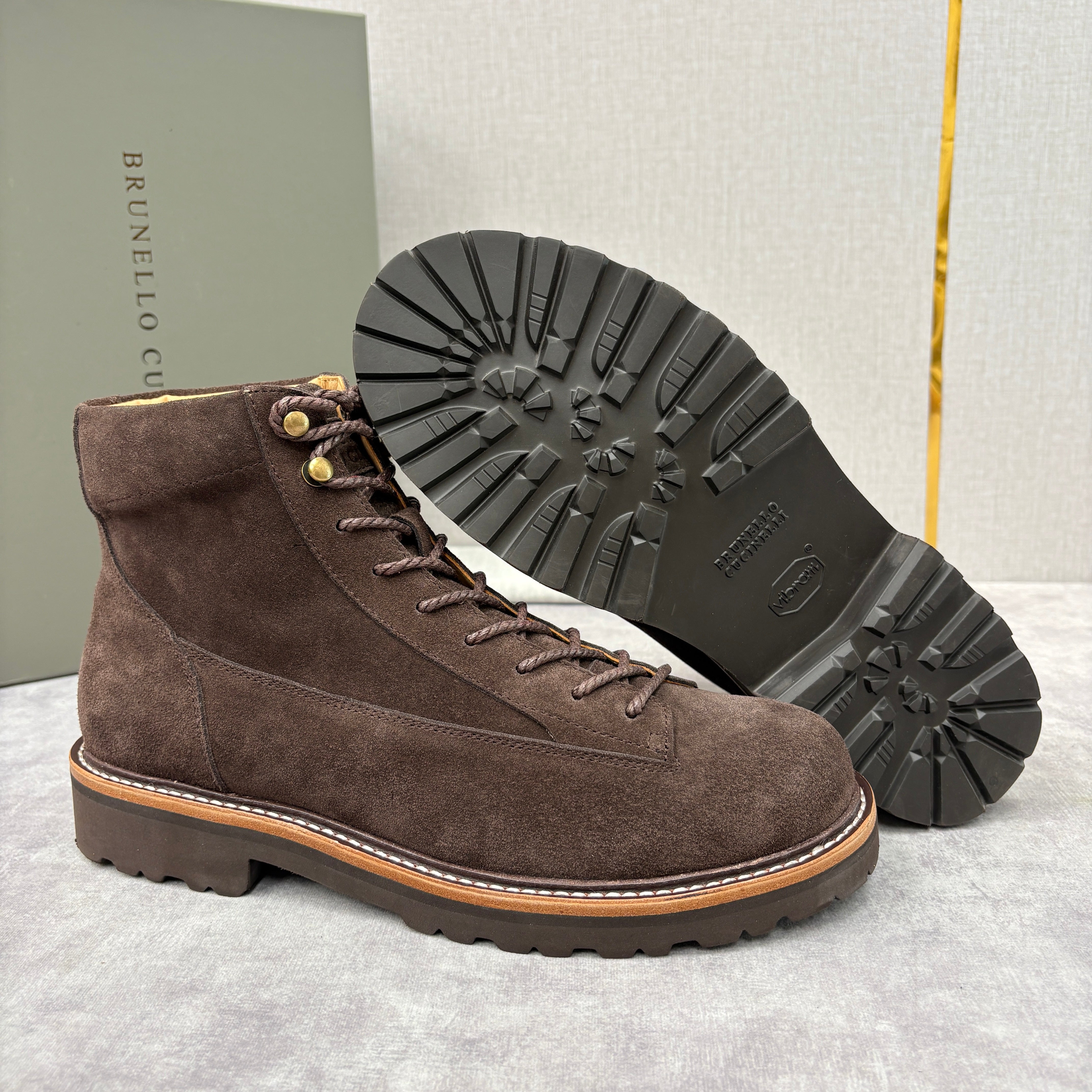 Tan, Dark brown and Navy blue Shoes