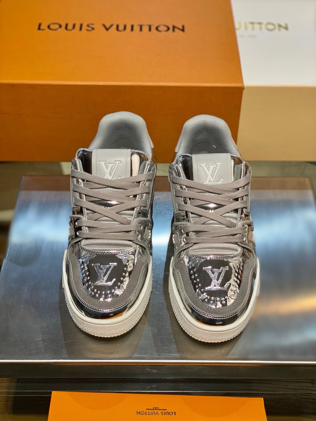 Grey and Brown Shoes