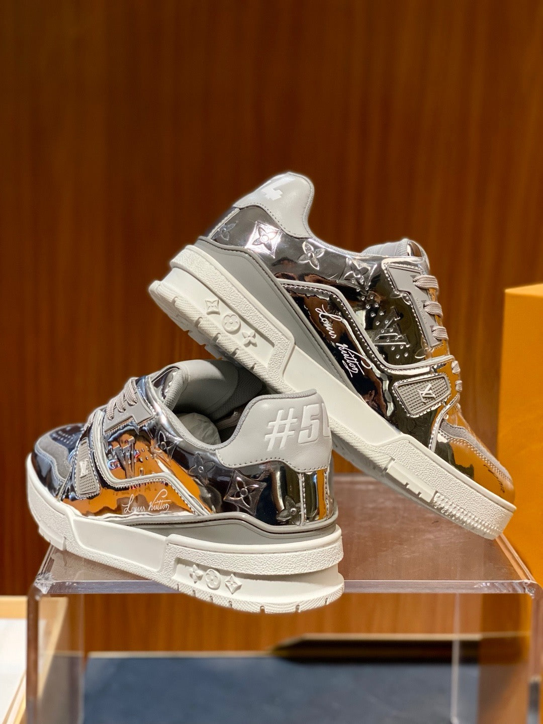 Grey and Brown Shoes