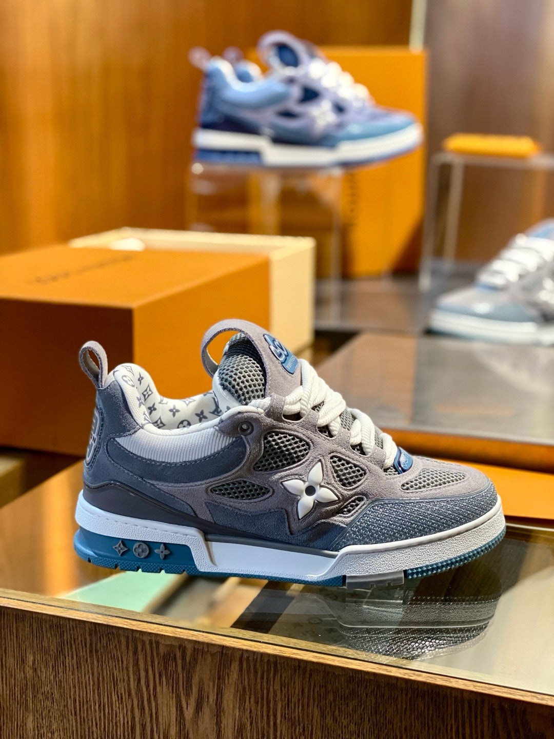 Grey and Blue Shoes - FashionHype.xyz
