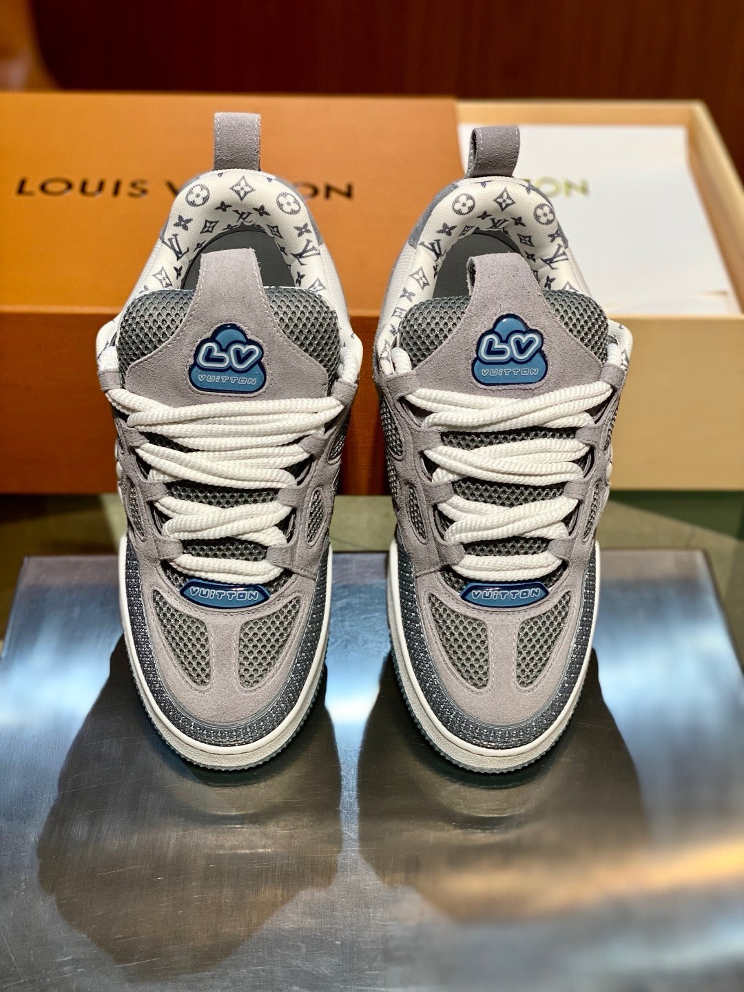 Grey and Blue Shoes - FashionHype.xyz