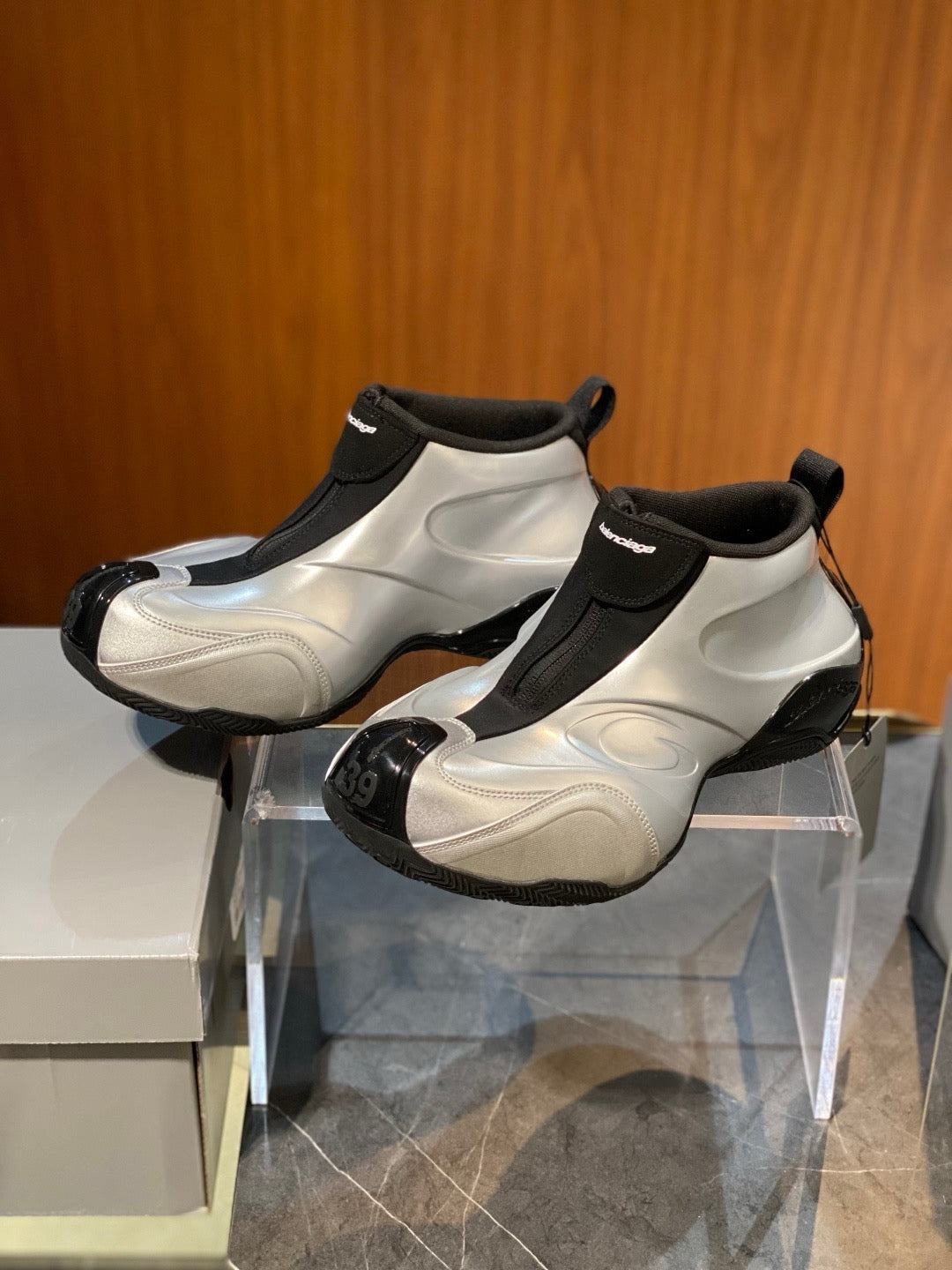 Red and White black Shoes