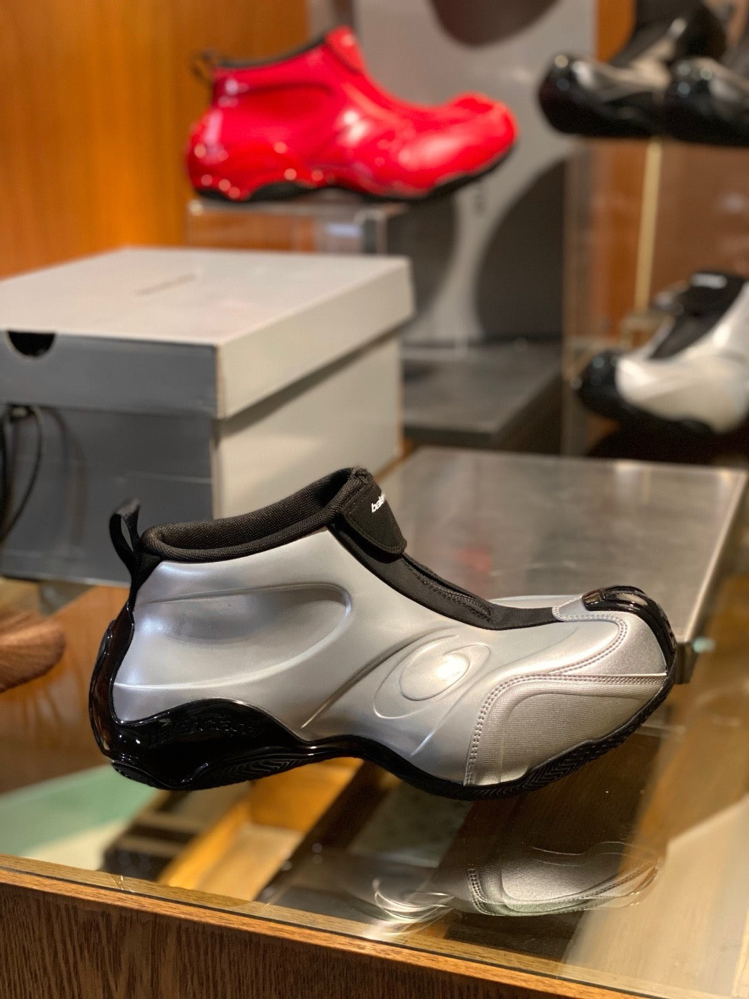 Red and White black Shoes