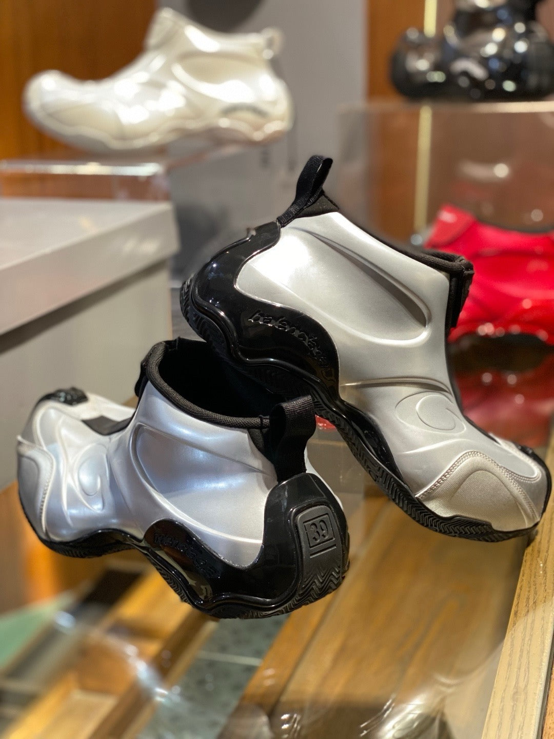 Red and White black Shoes