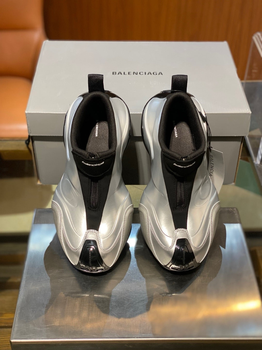 Red and White black Shoes