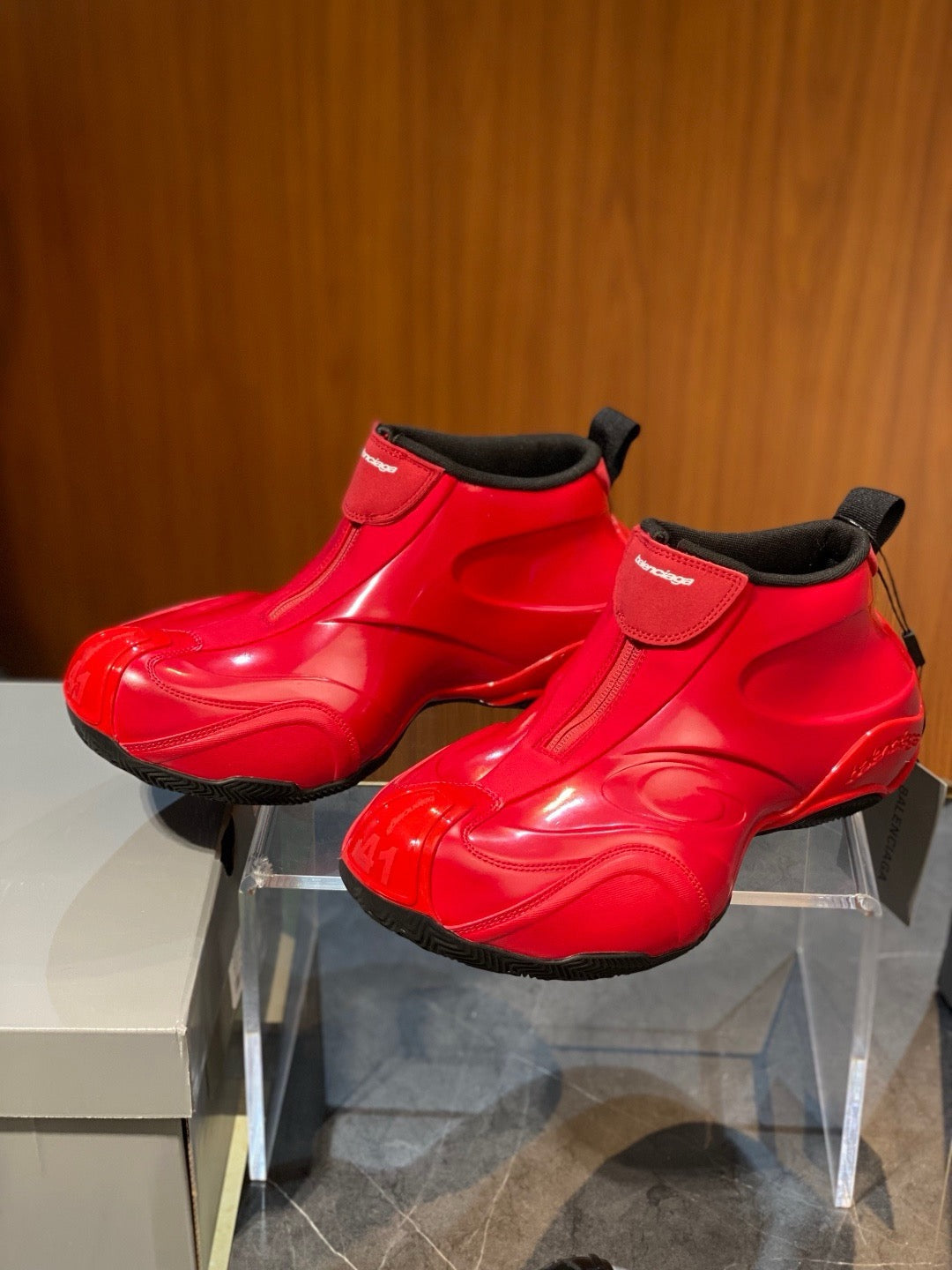 Red and White black Shoes