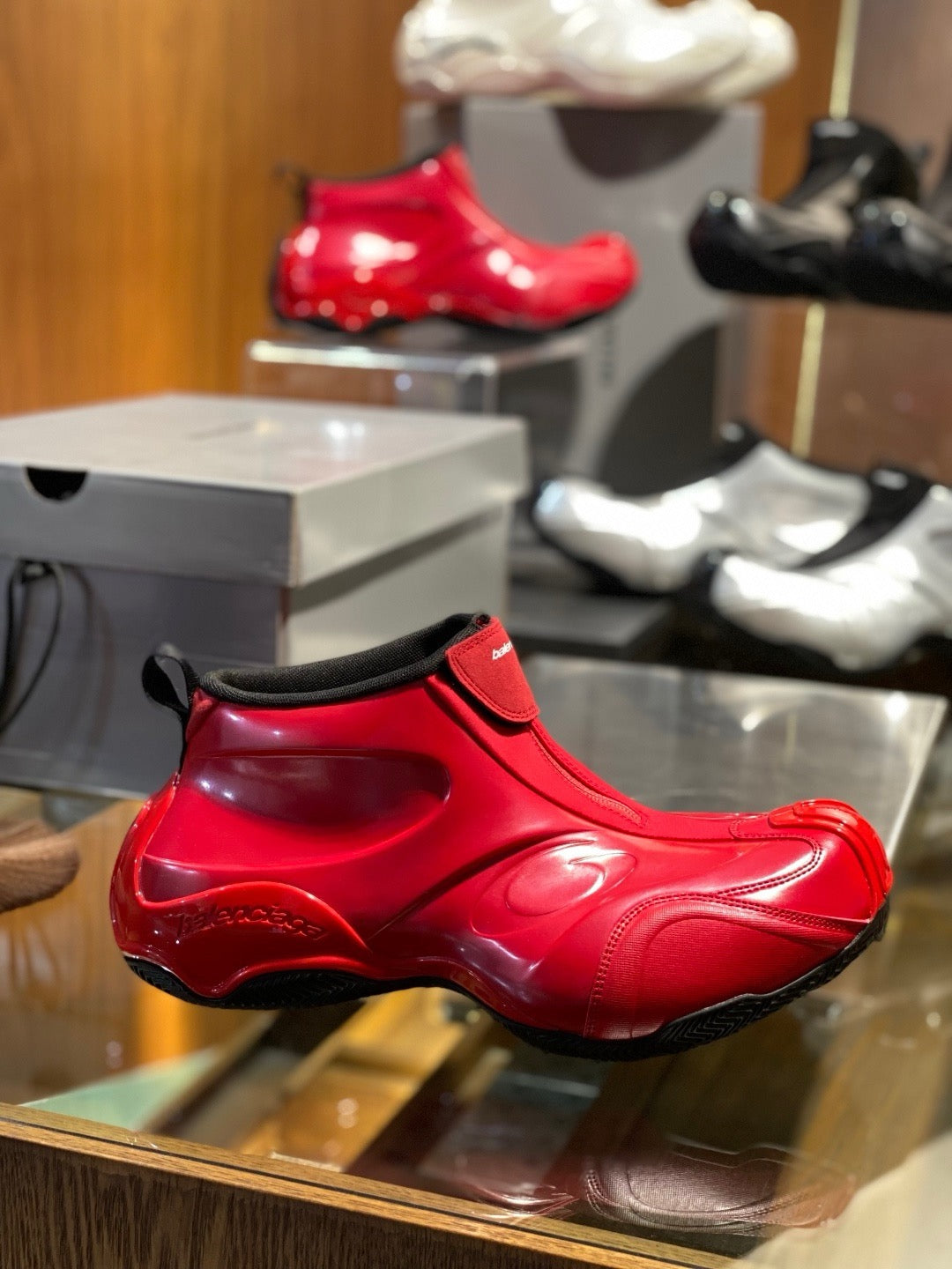 Red and White black Shoes