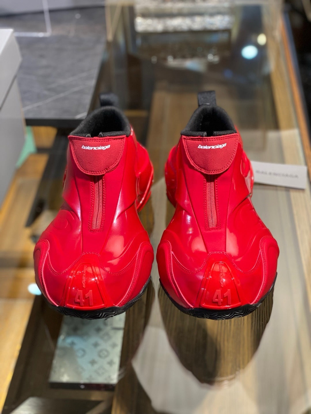 Red and White black Shoes