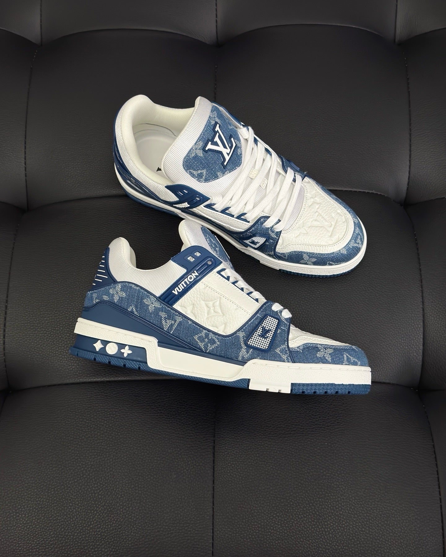 White blue and White Black Shoes - FashionHype.xyz