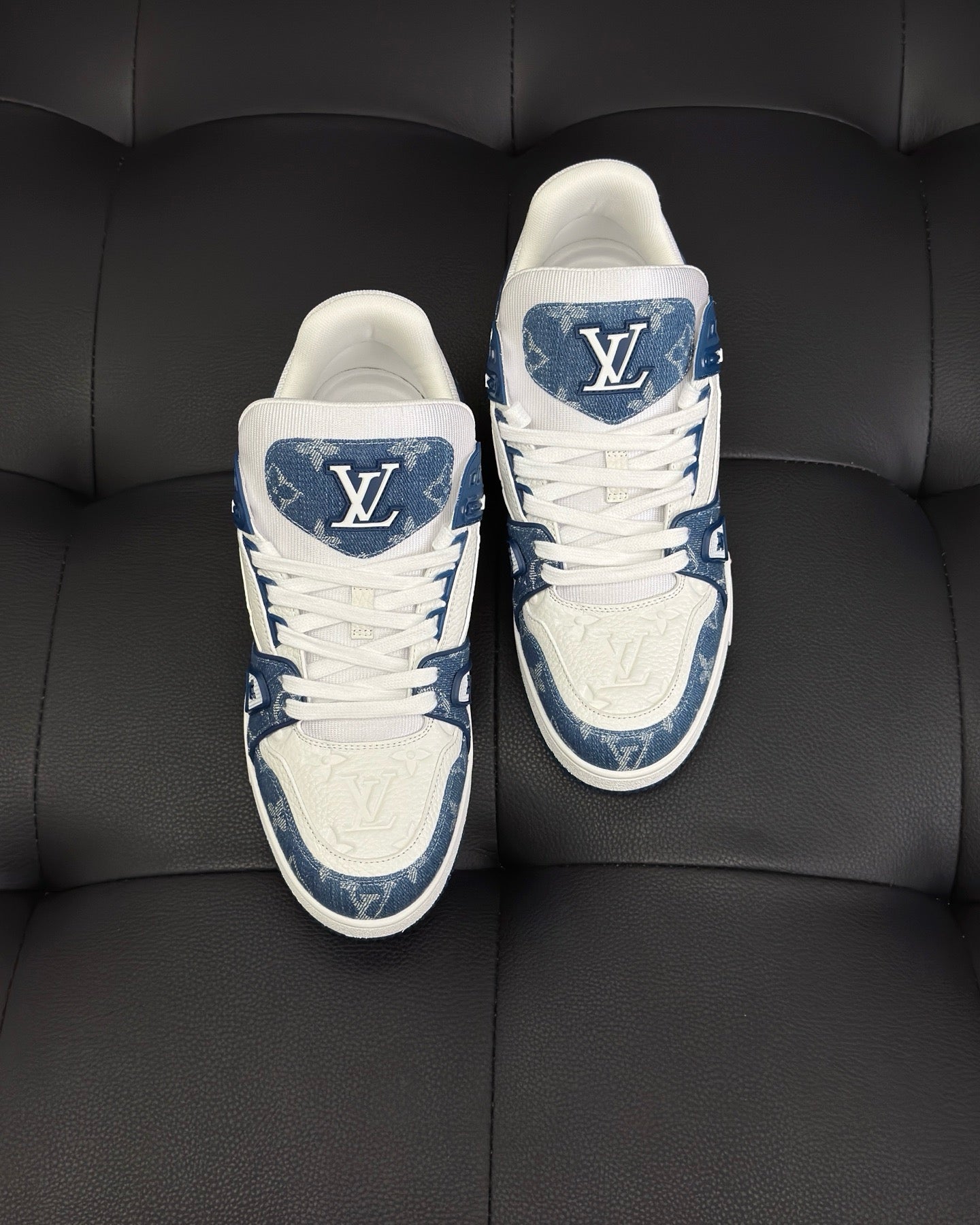 White blue and White Black Shoes - FashionHype.xyz