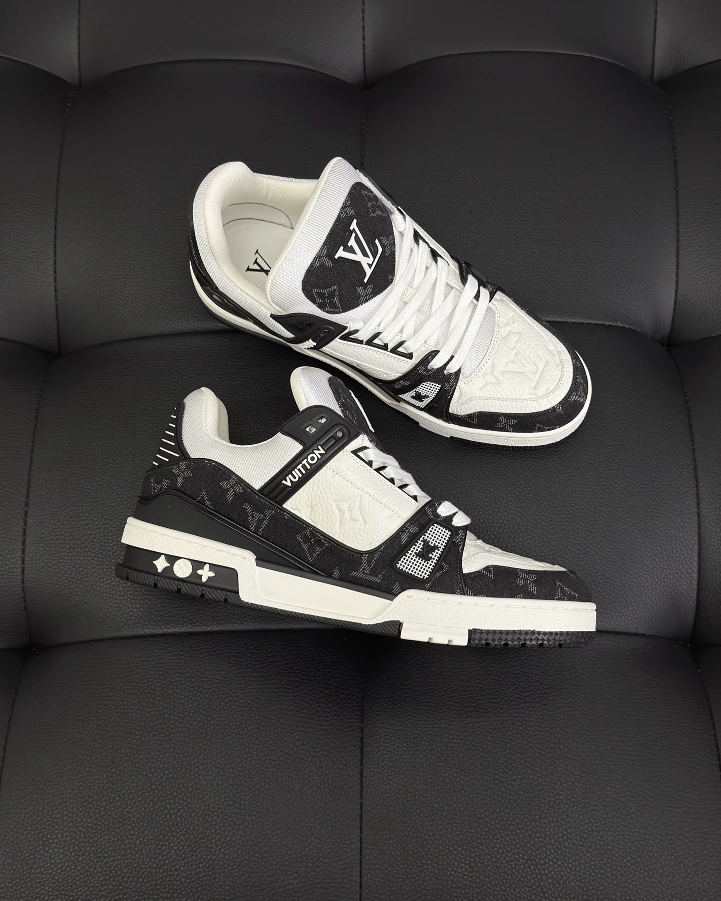 White blue and White Black Shoes - FashionHype.xyz