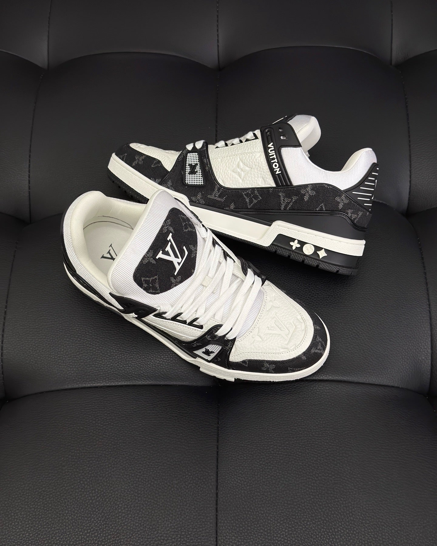 White blue and White Black Shoes - FashionHype.xyz