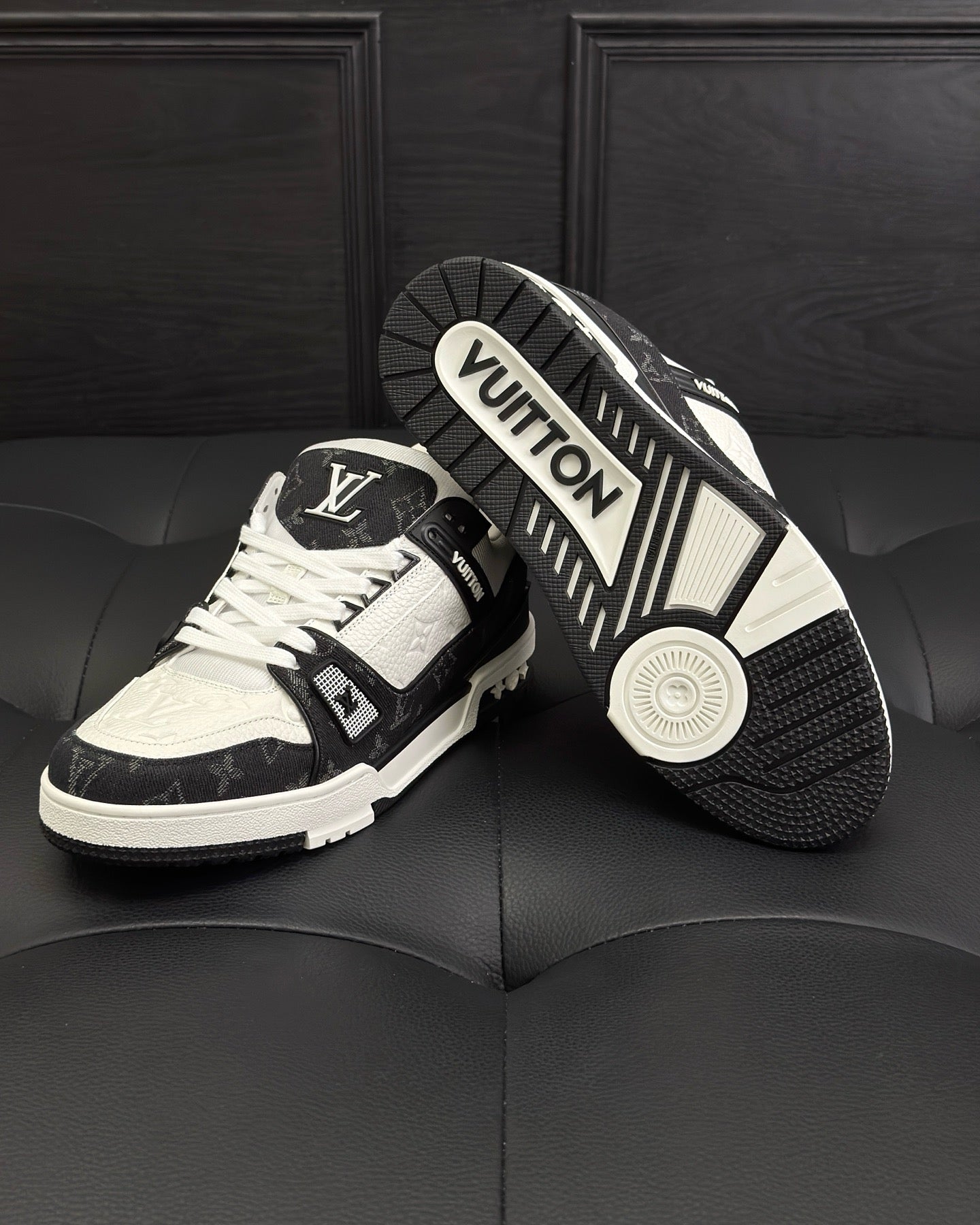 White blue and White Black Shoes - FashionHype.xyz
