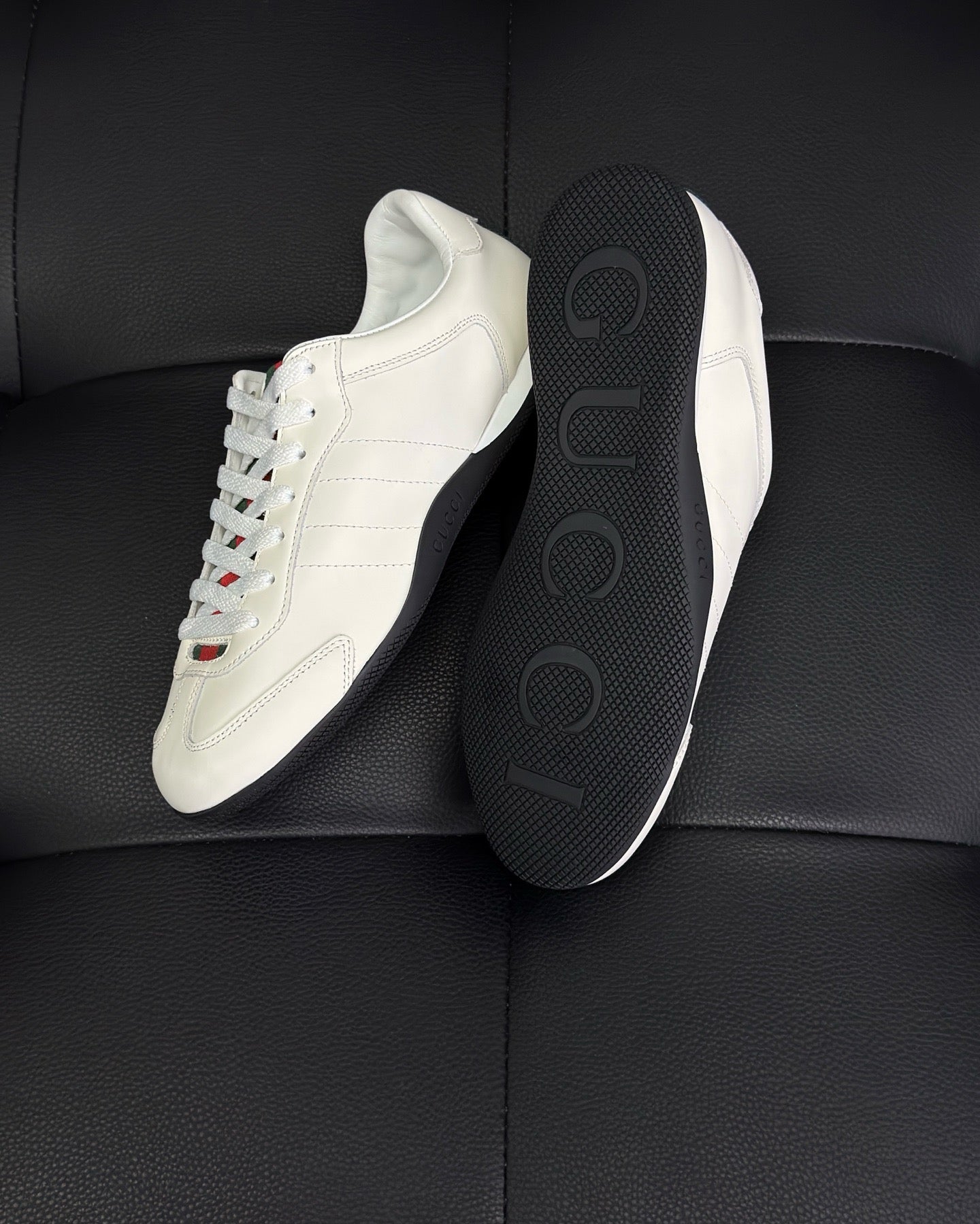 Black, White, Grey and Brown Shoes