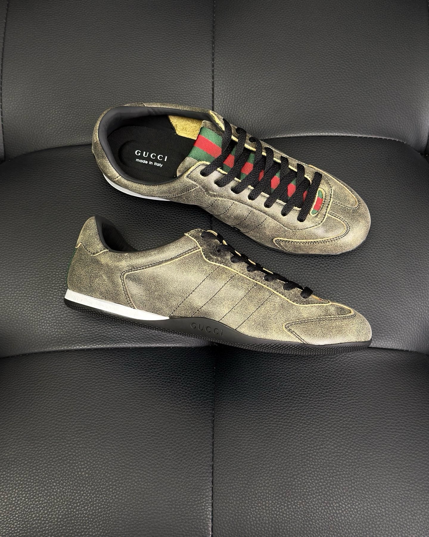 Black, White, Grey and Brown Shoes