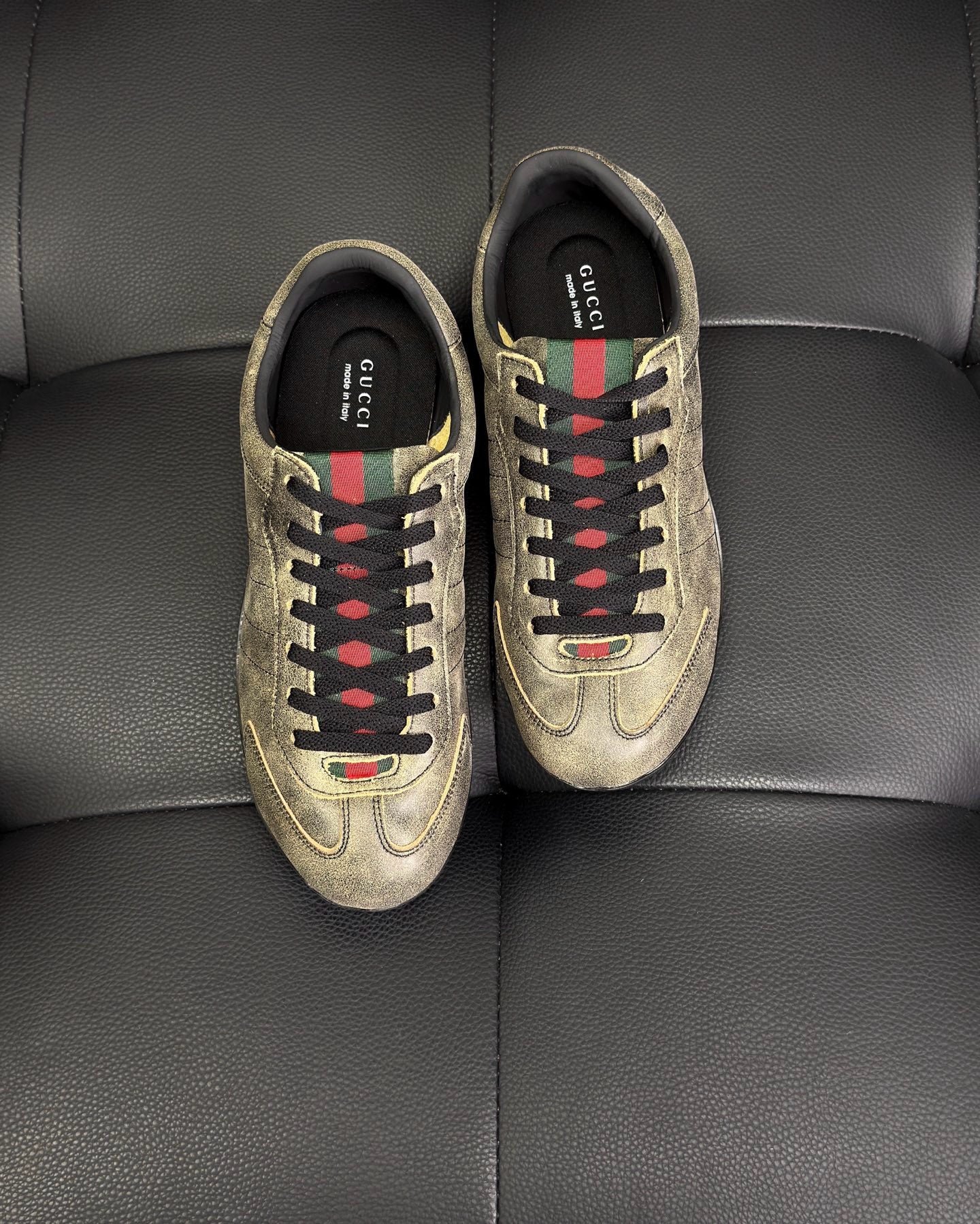 Black, White, Grey and Brown Shoes