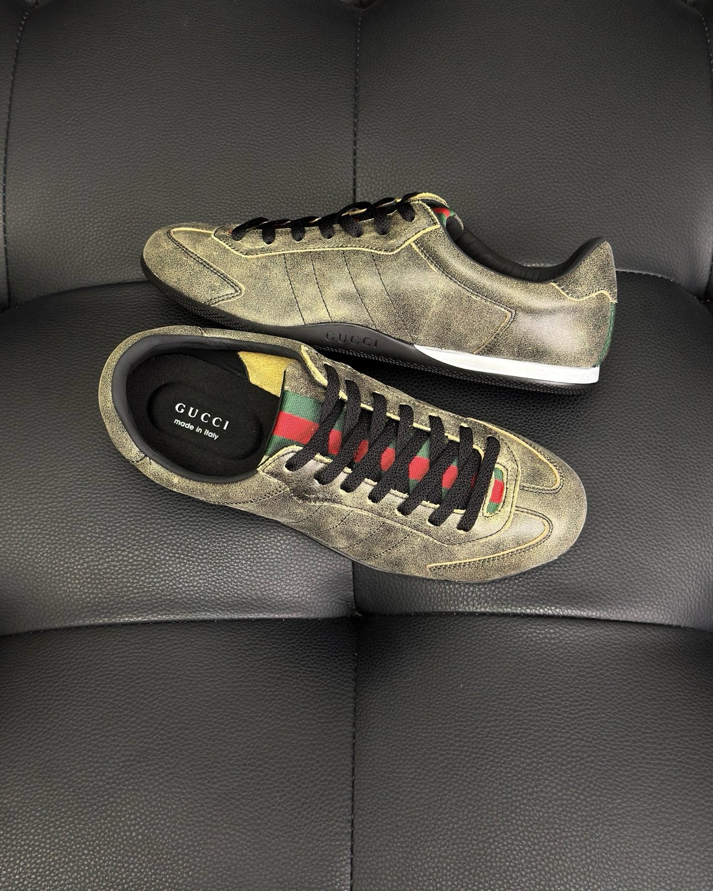 Black, White, Grey and Brown Shoes