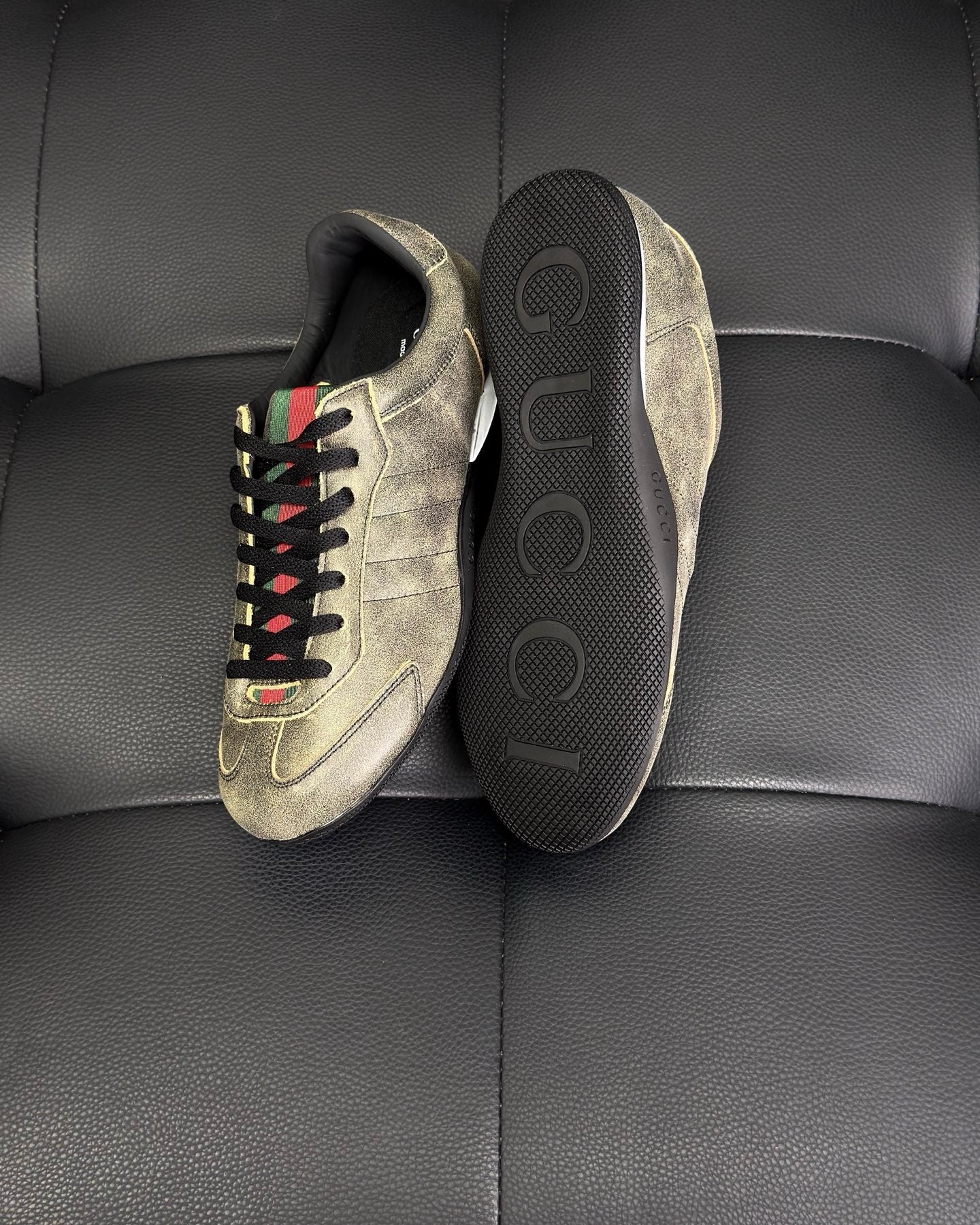 Black, White, Grey and Brown Shoes