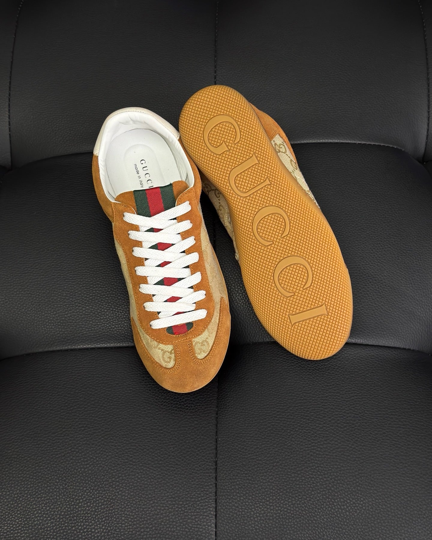 Black, White, Grey and Brown Shoes