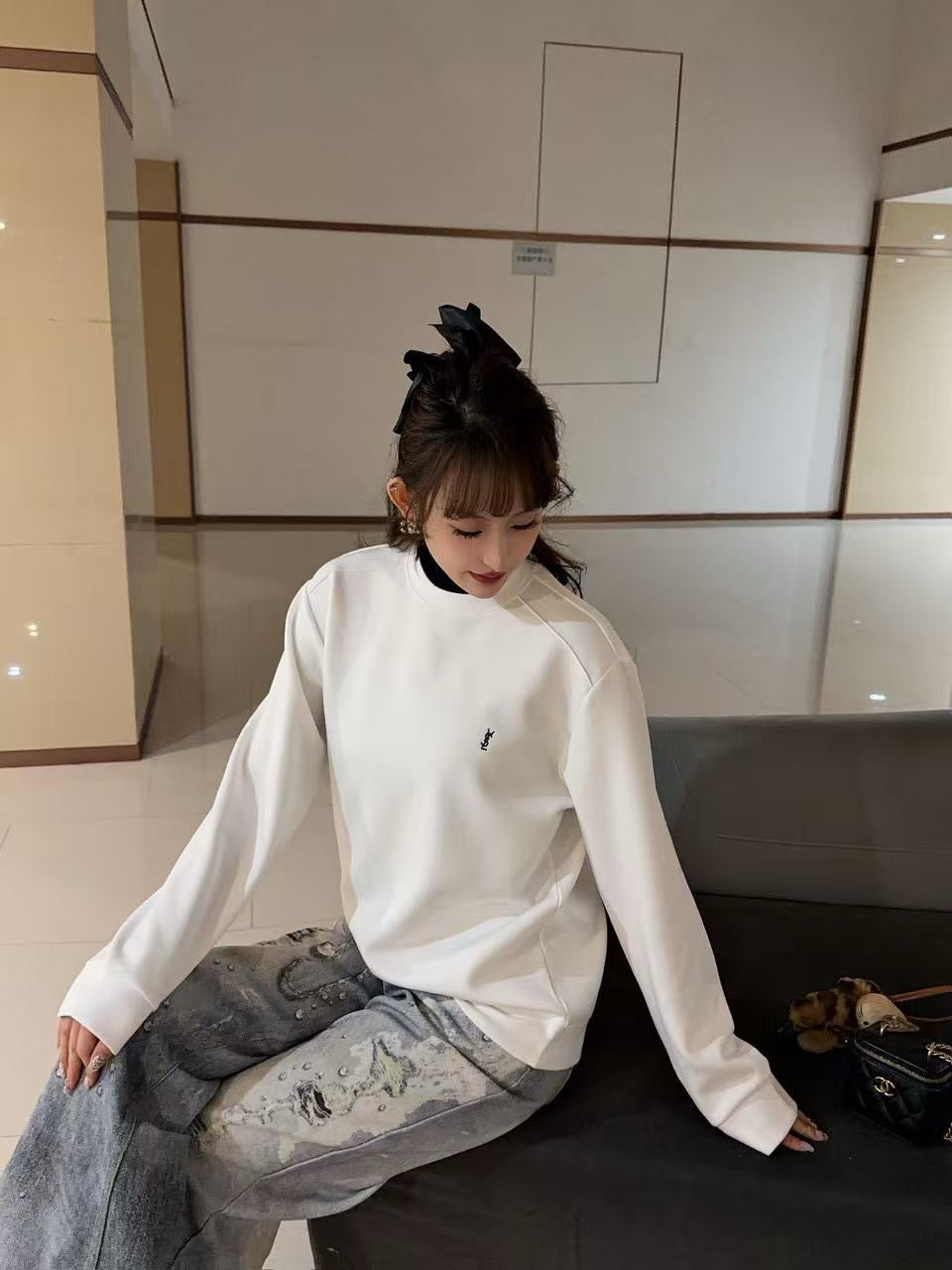 White and Black Sweatshirt