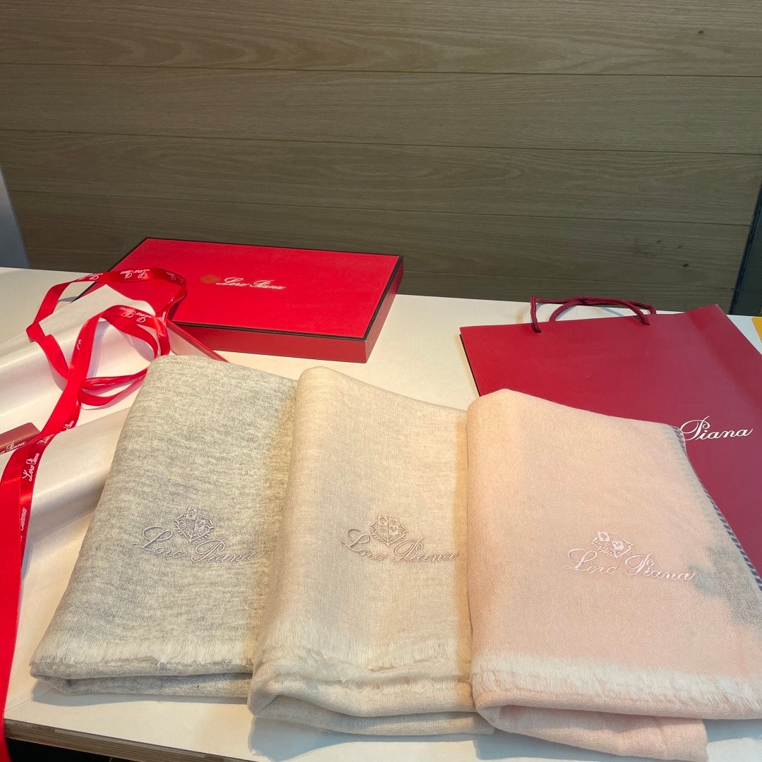 Soft peach, Light grey and Cream Scarf