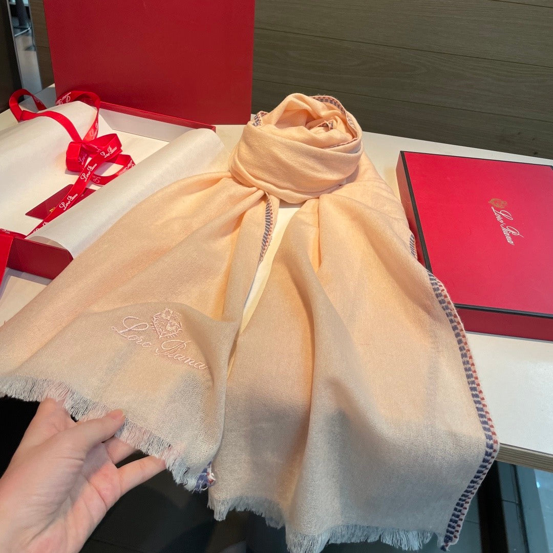 Soft peach, Light grey and Cream Scarf