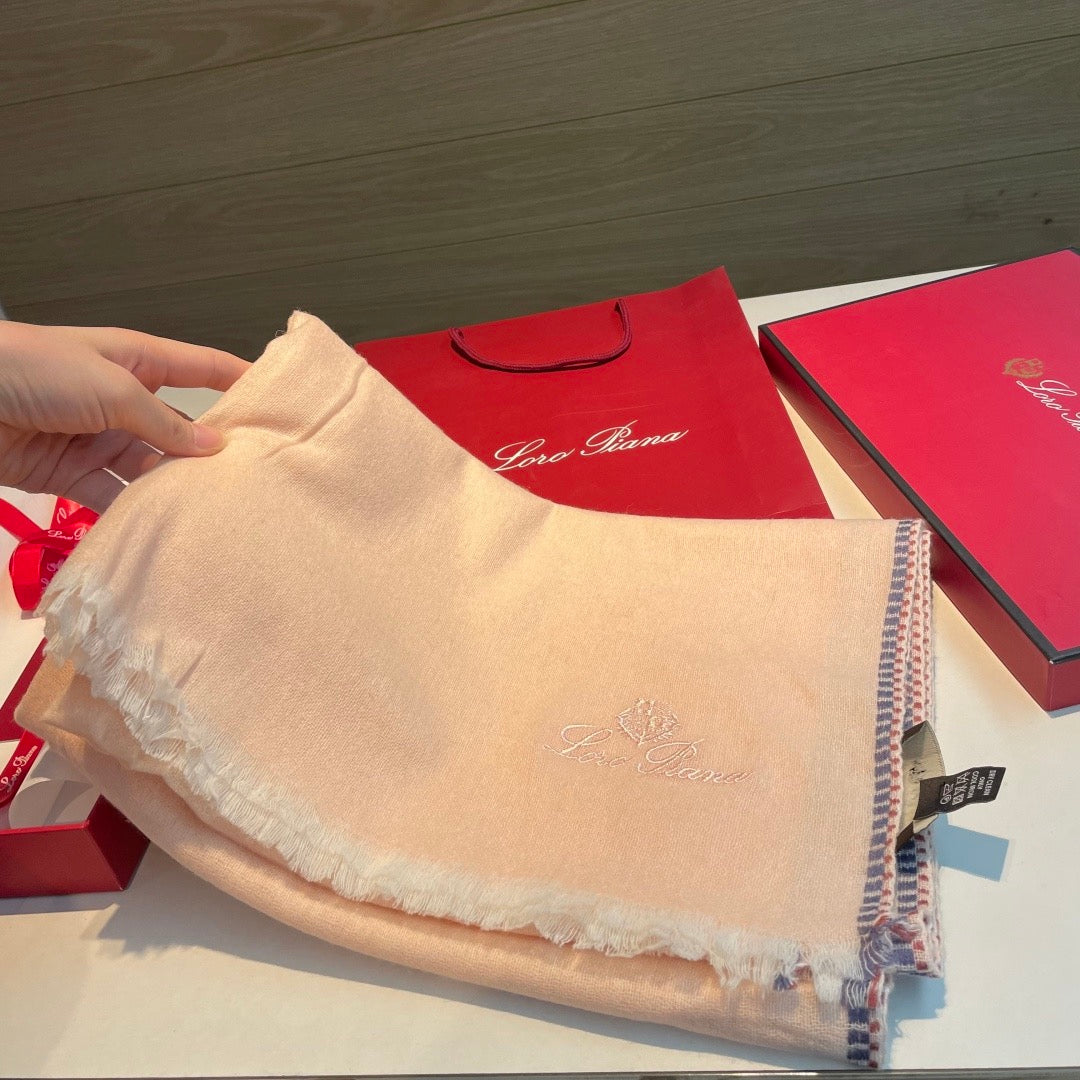 Soft peach, Light grey and Cream Scarf