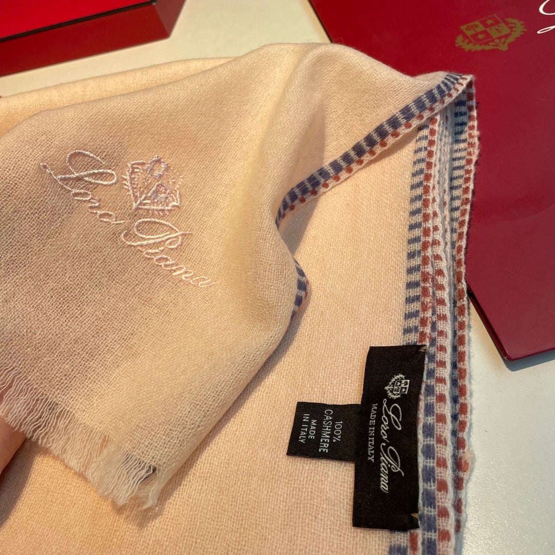 Soft peach, Light grey and Cream Scarf
