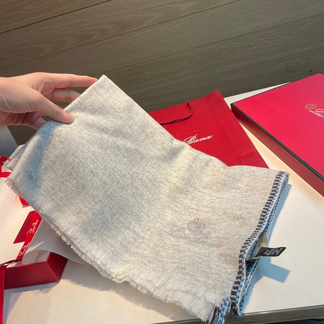 Soft peach, Light grey and Cream Scarf