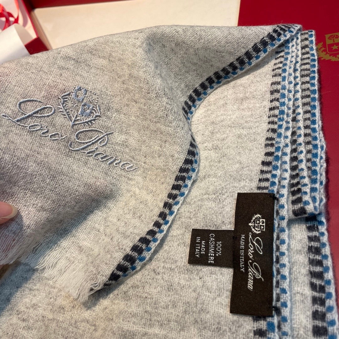 Soft peach, Light grey and Cream Scarf