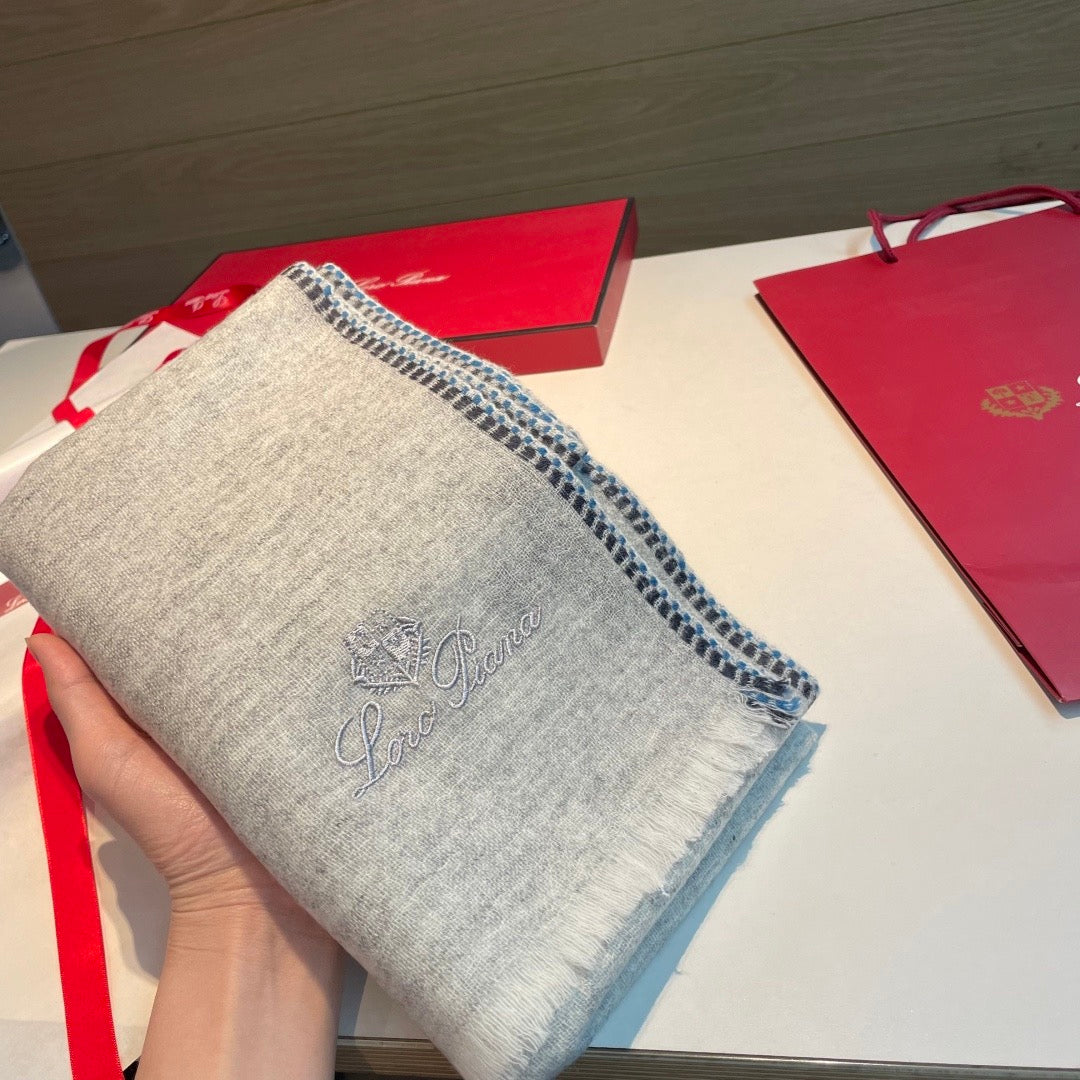 Soft peach, Light grey and Cream Scarf