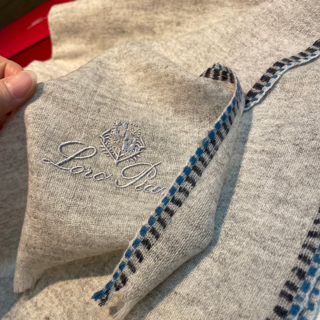 Soft peach, Light grey and Cream Scarf