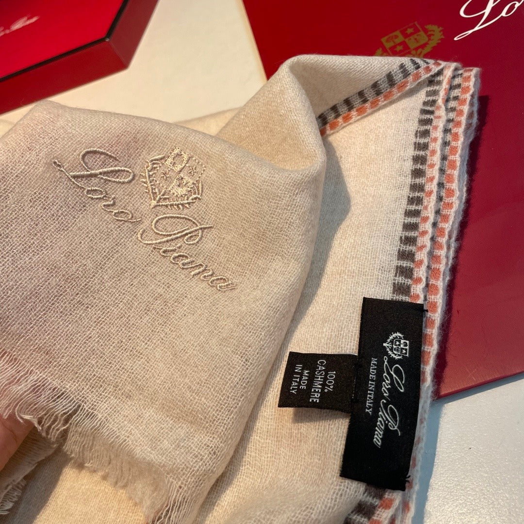 Soft peach, Light grey and Cream Scarf