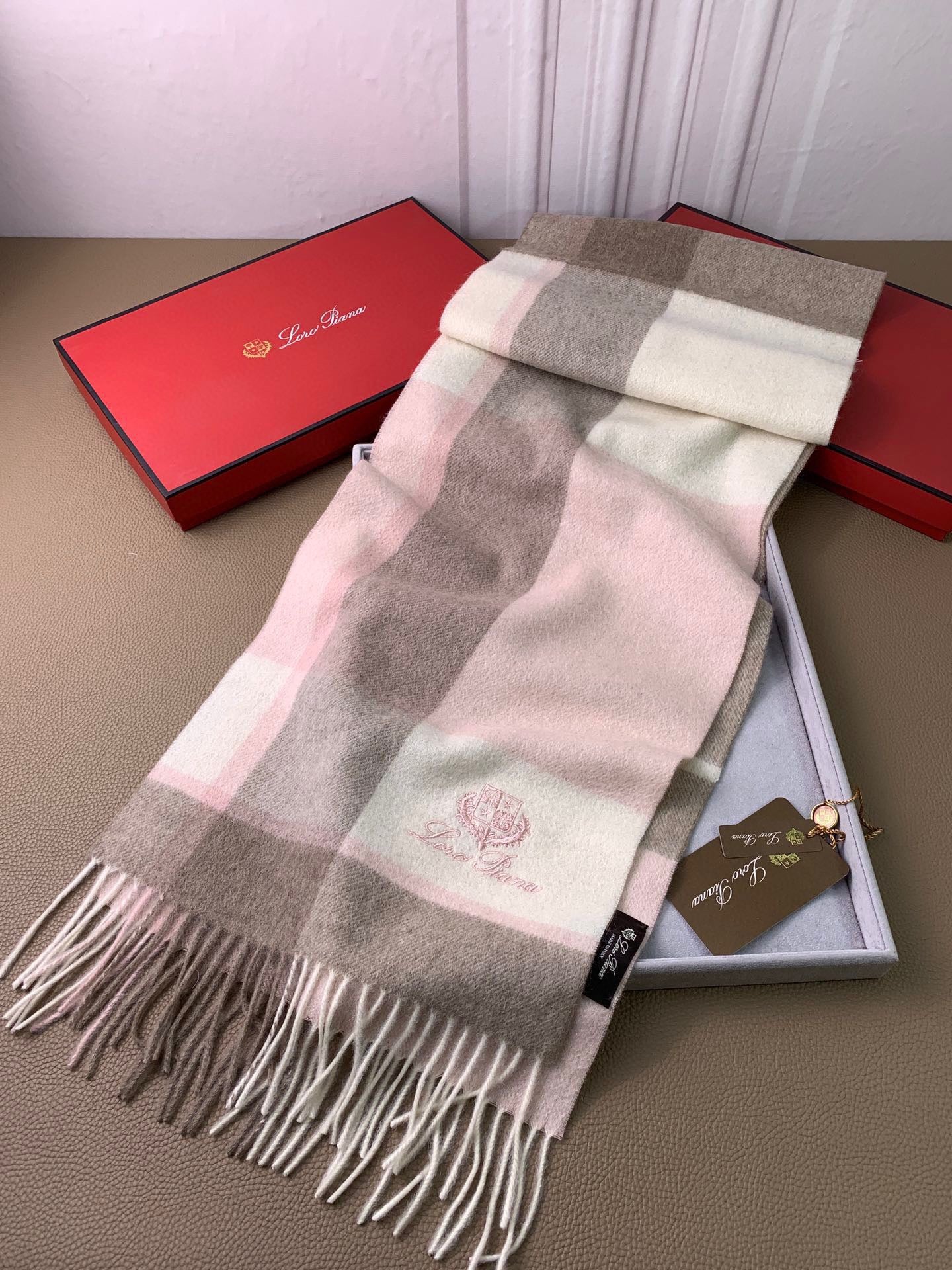 Beige Cream, and  Grey Cream Scarf