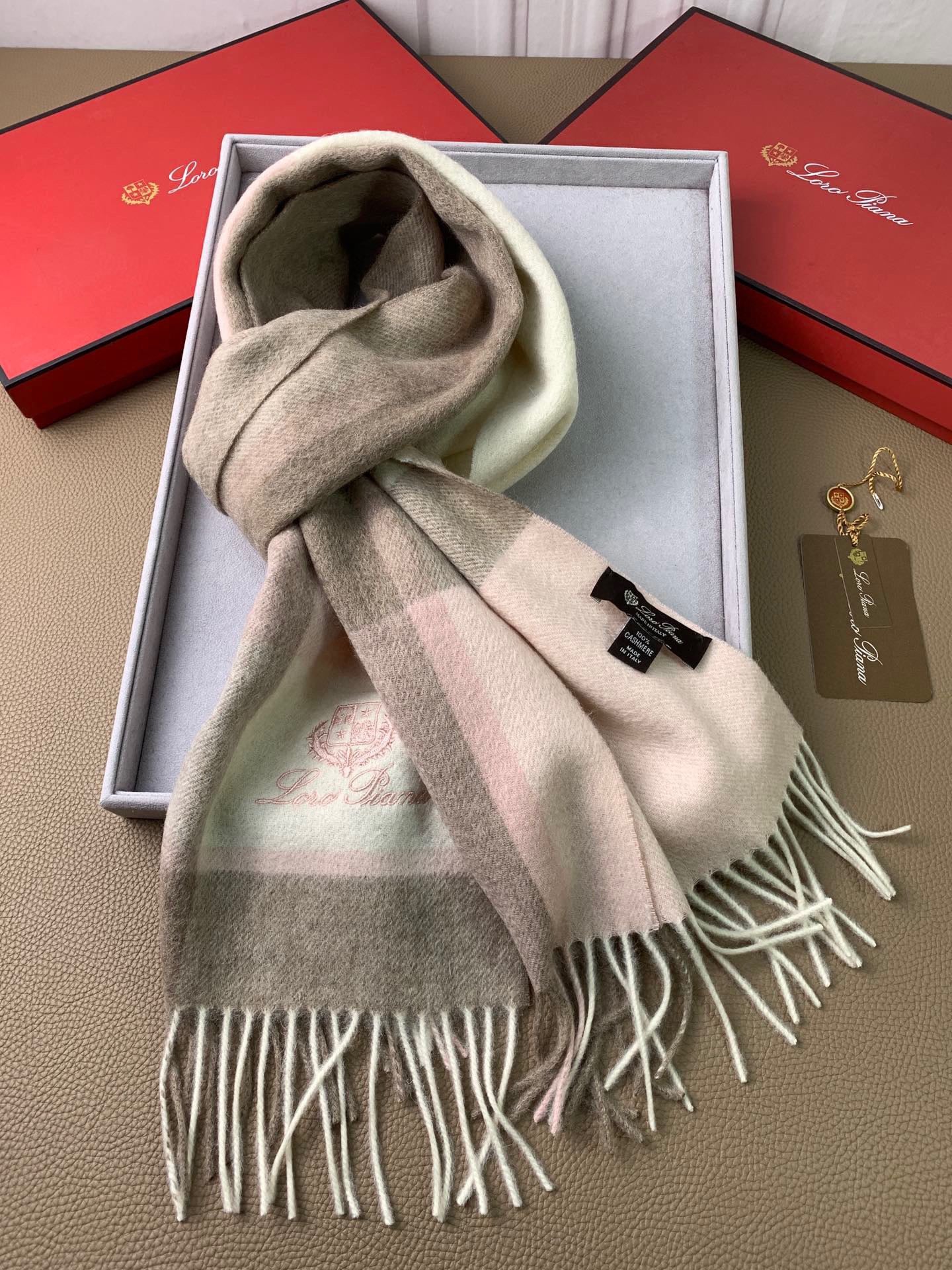 Beige Cream, and  Grey Cream Scarf