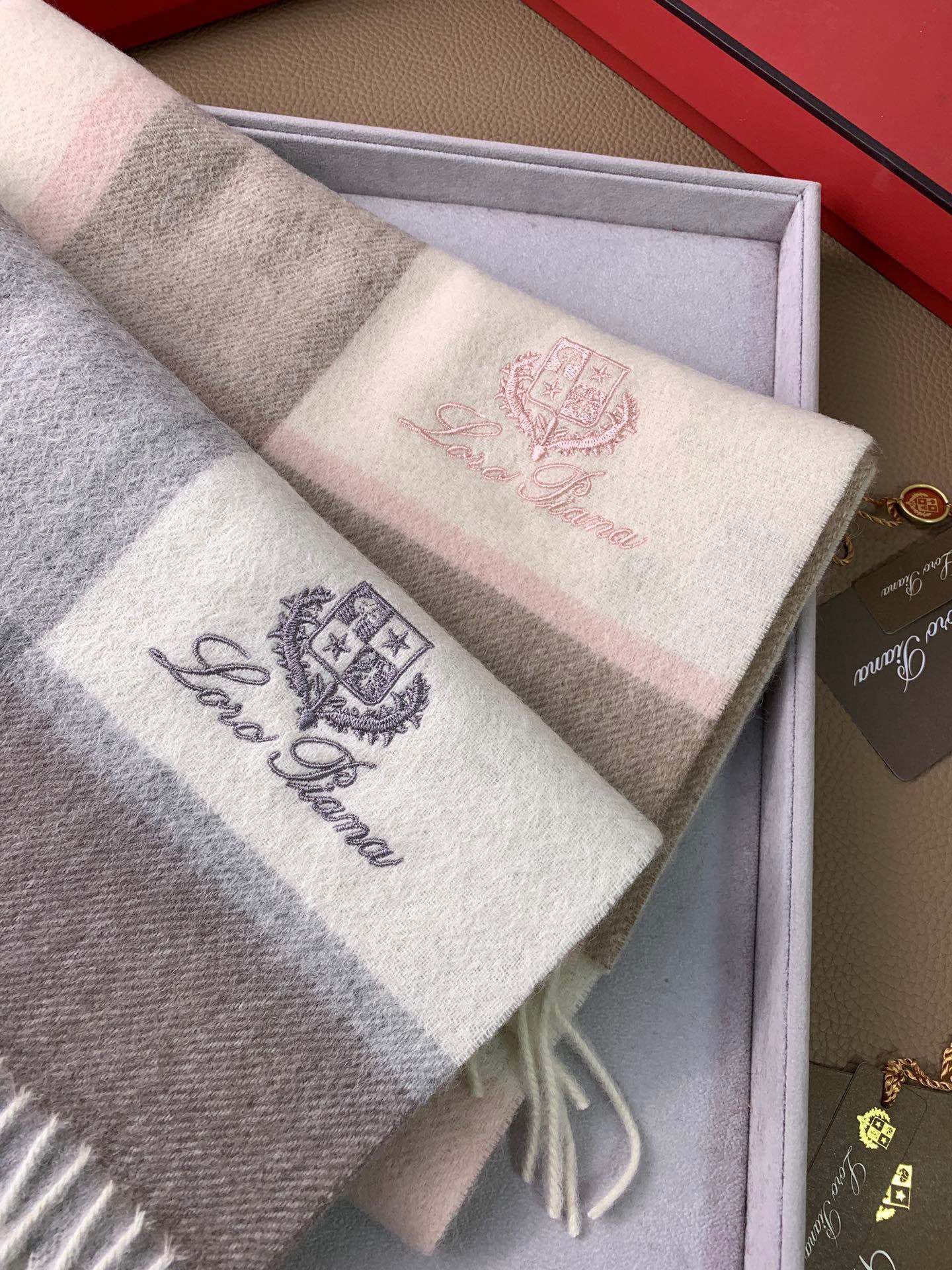Beige Cream, and  Grey Cream Scarf