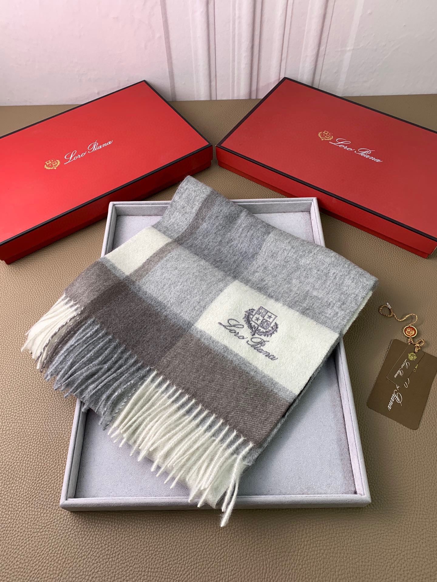 Beige Cream, and  Grey Cream Scarf